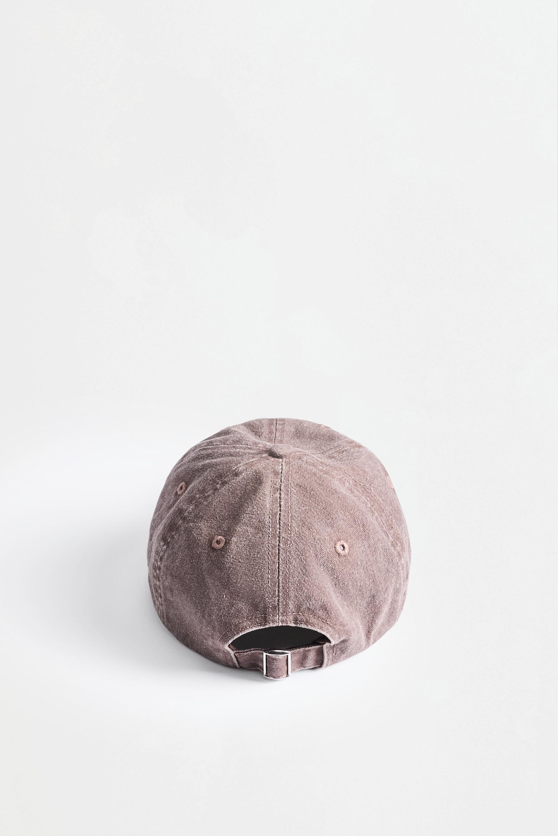 Faded effect embroidered cap — BROWN