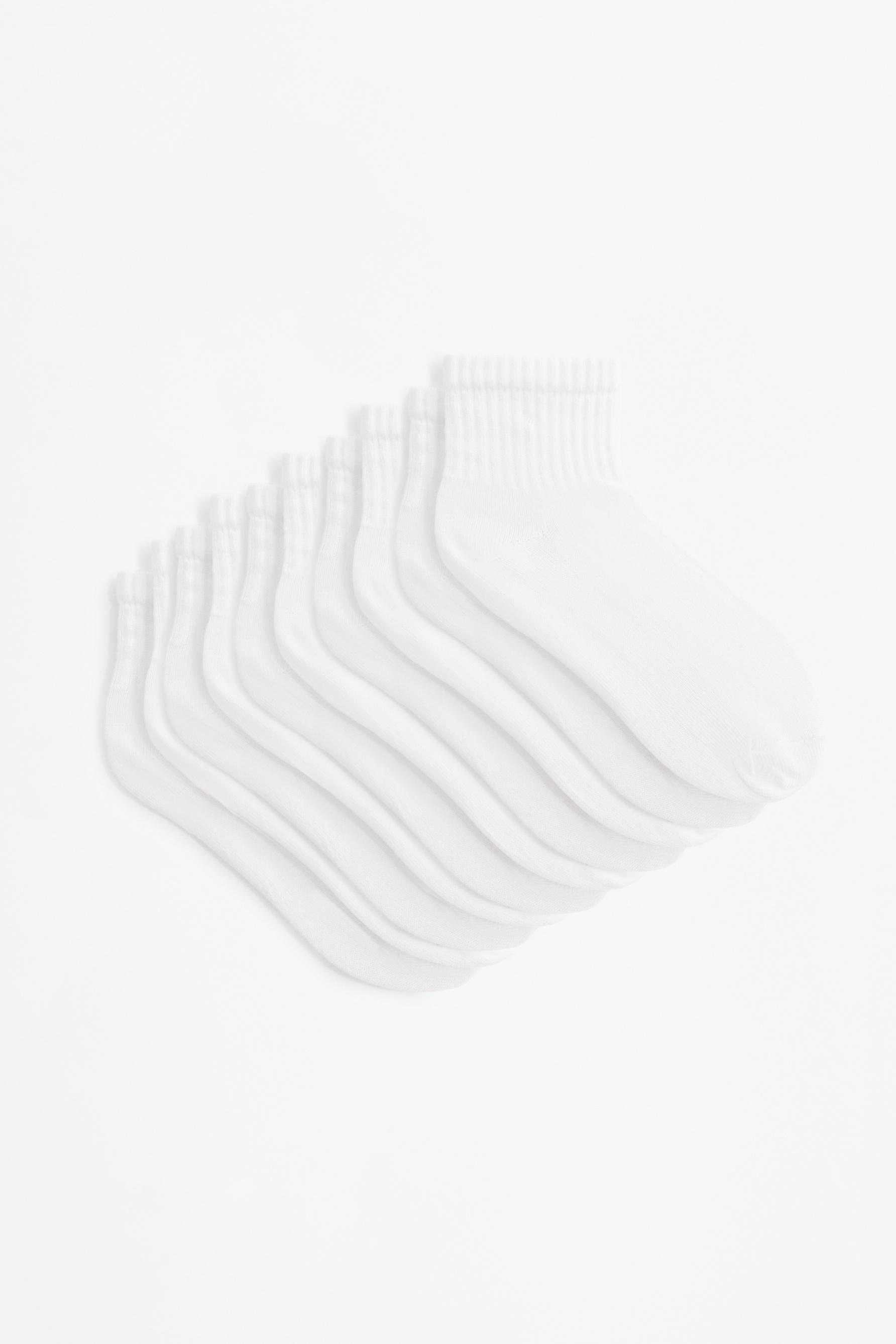 10-pack of ribbed short socks — WHITE