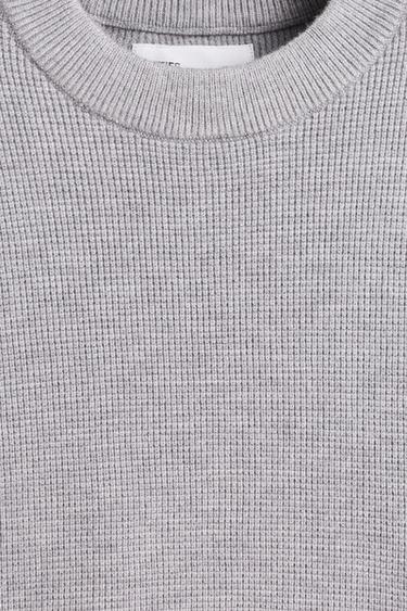 Waffle-knit sweater — GREY MARL 4