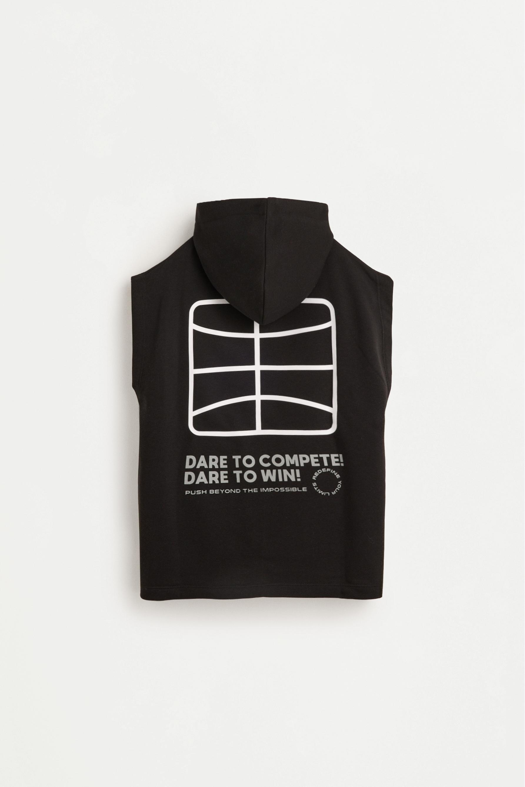 Sleeveless hoodie — BLACK