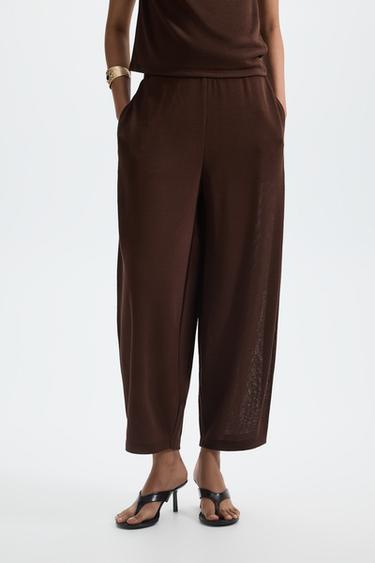 Flowing carrot fit trousers — BROWN 2