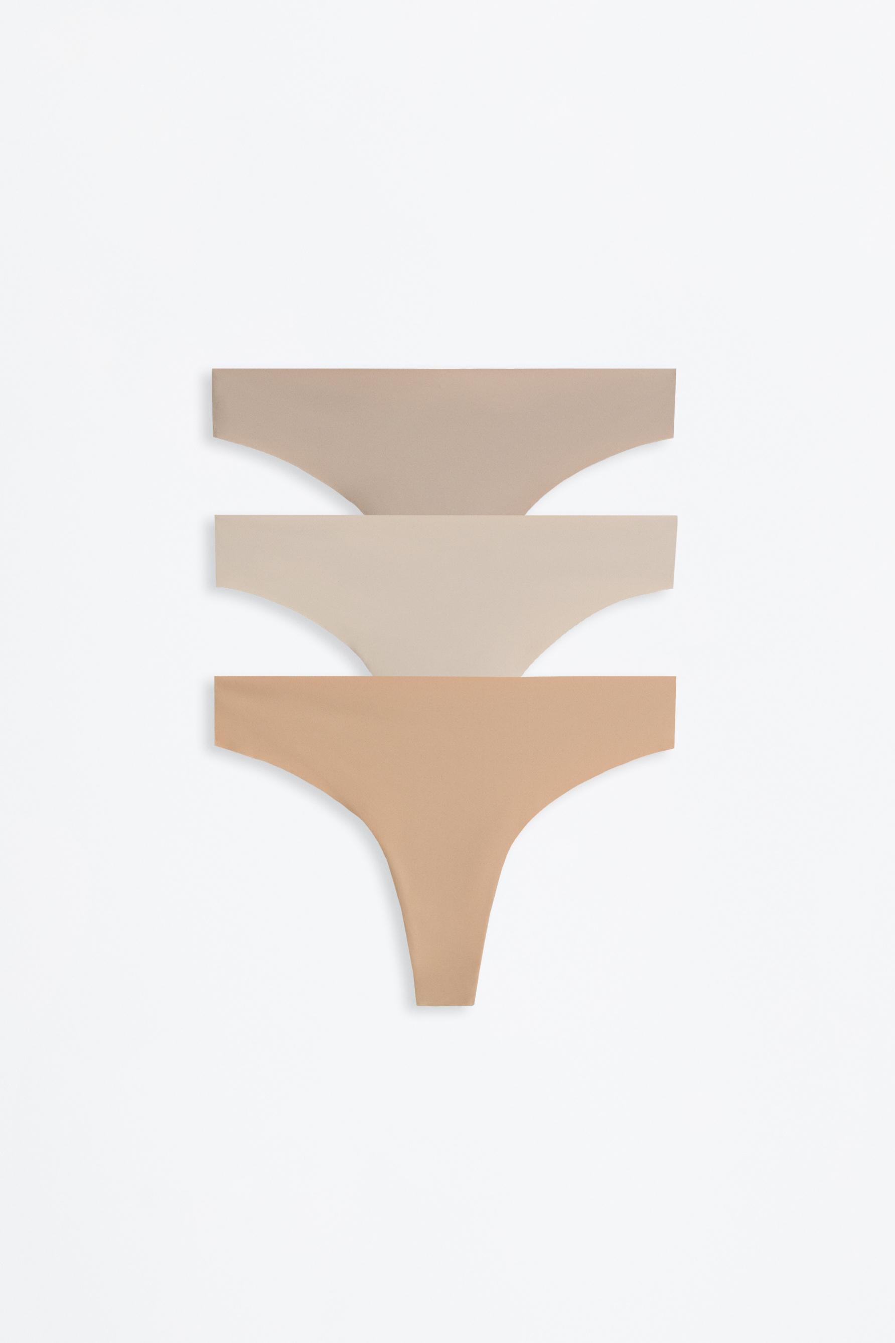 3-Pack of microfibre thongs — BROWN