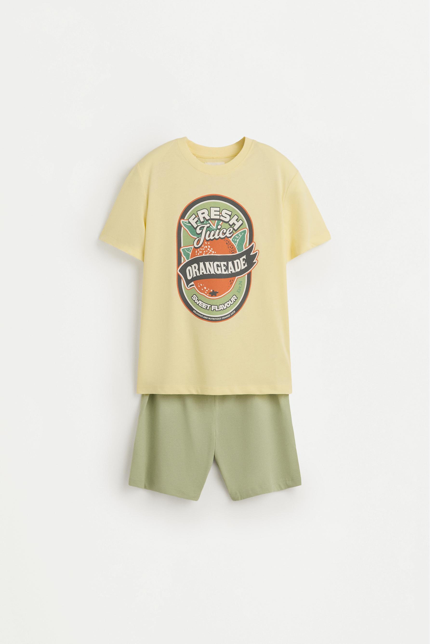 Short printed pyjamas — PASTEL YELLOW