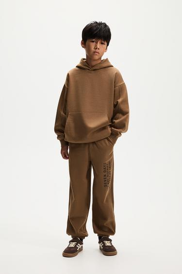 Balloon trousers with text — PALE OCHRE 1