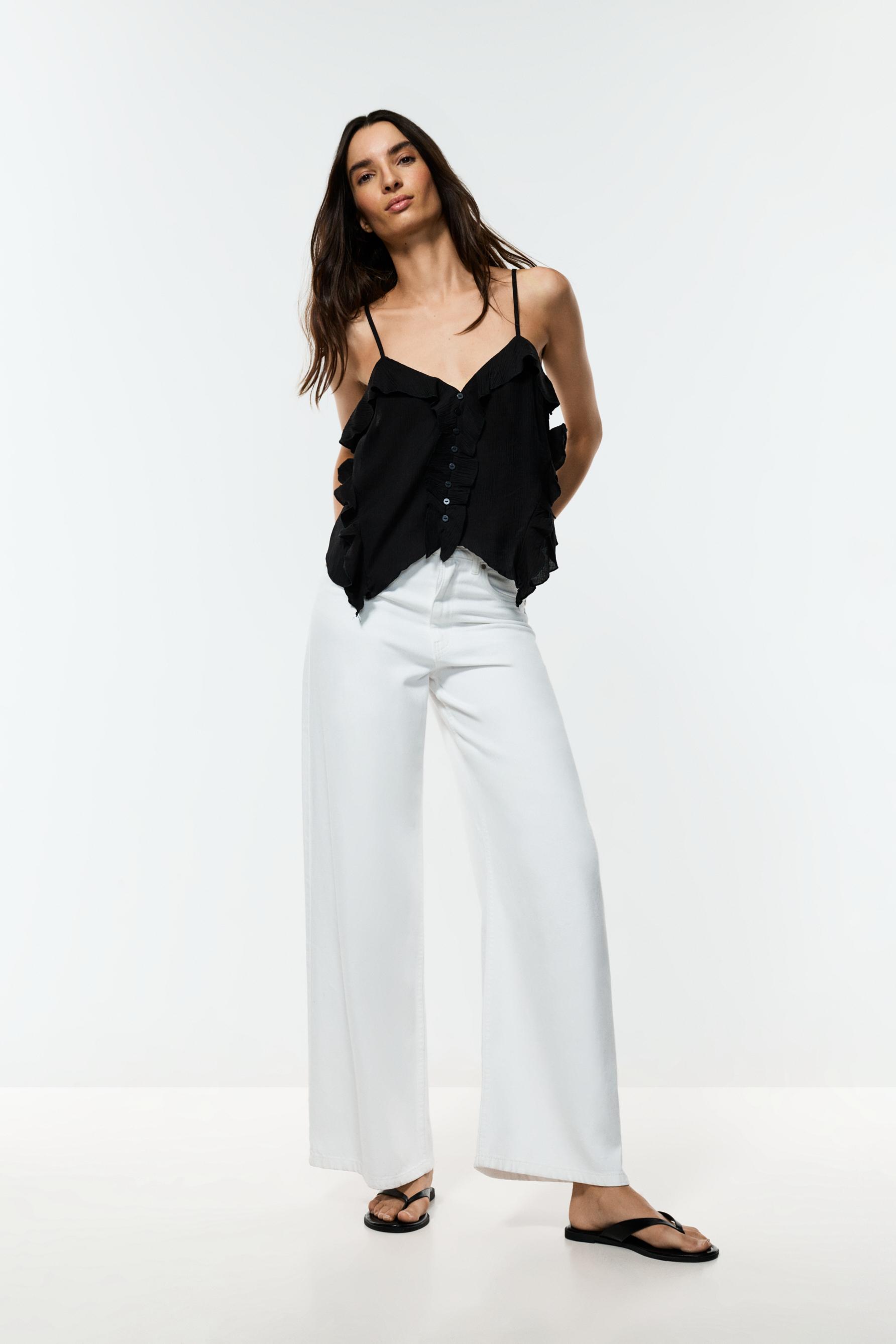 Textured camisole top — BLACK