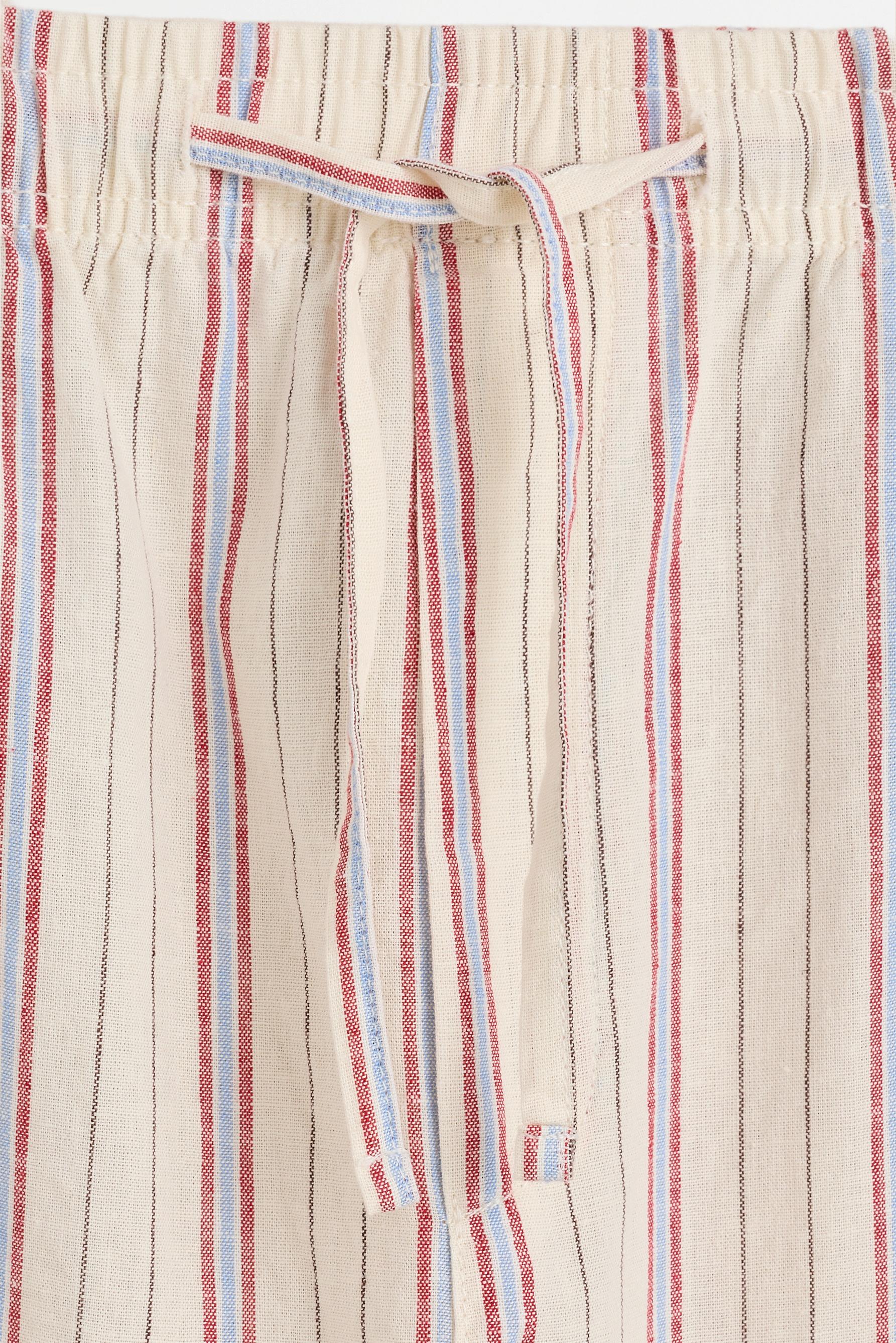 Striped linen-cotton trousers — OFF WHITE