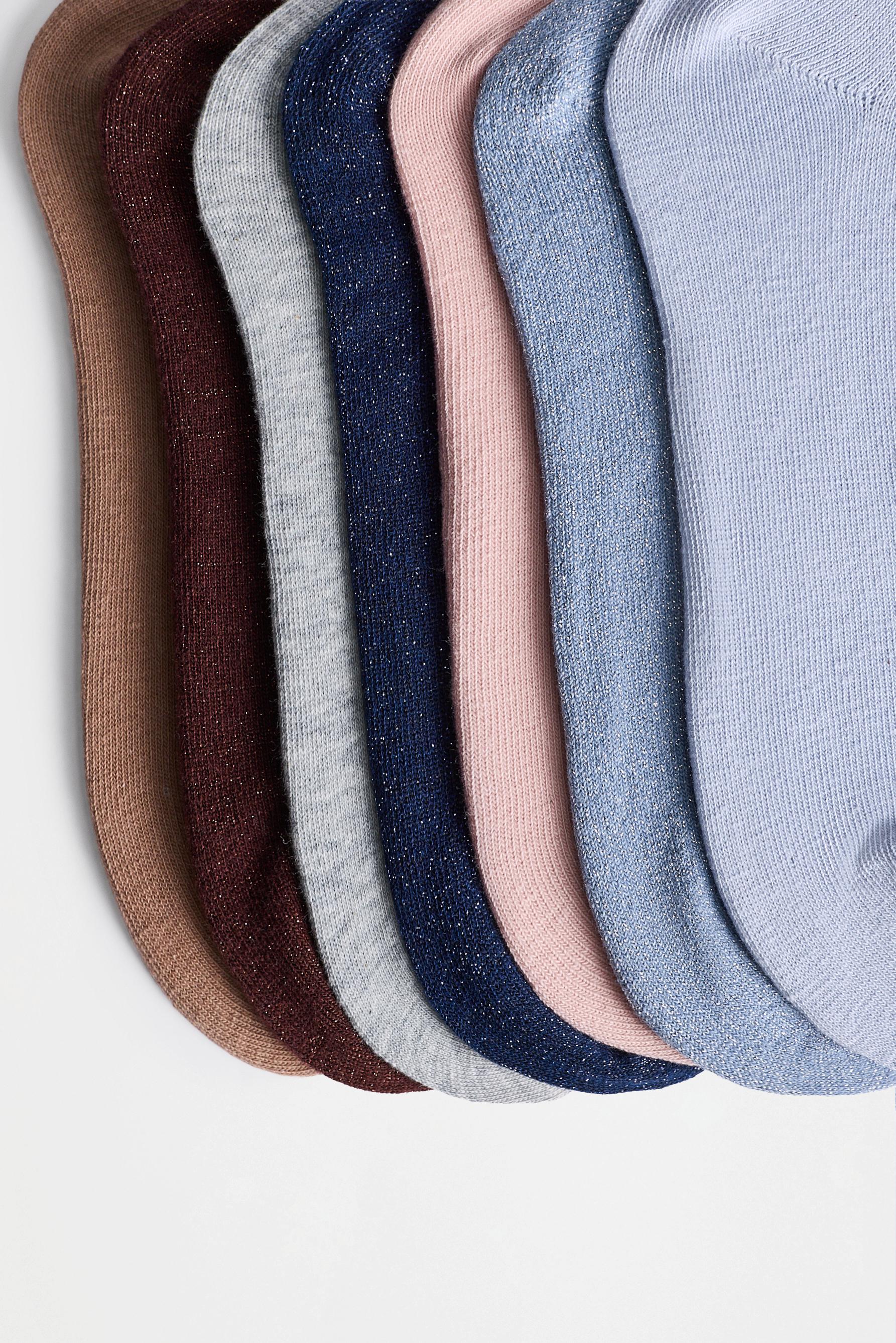 Shimmer ankle socks (7-pack) — BLUE TONES