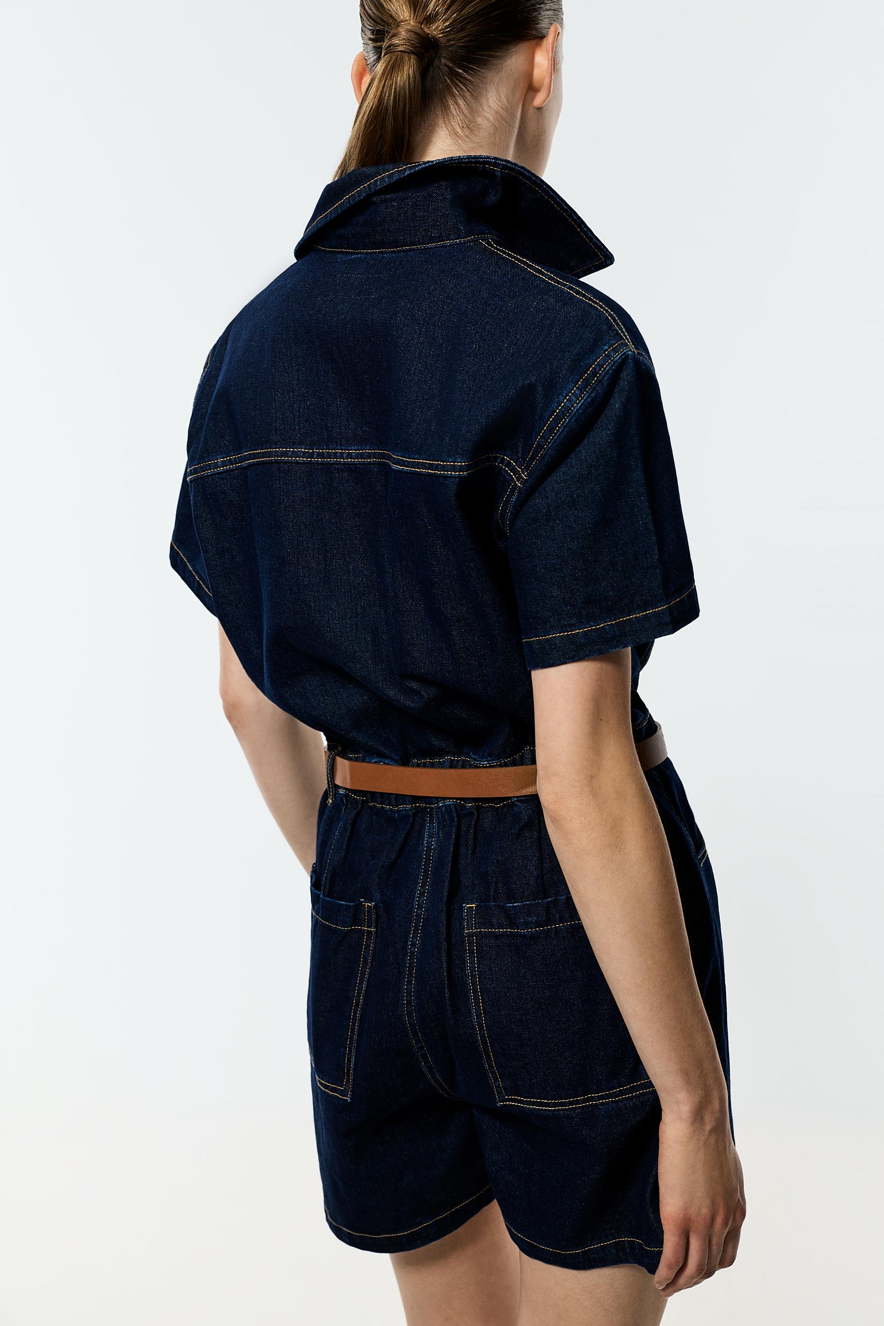 Short denim jumpsuit — BLUE