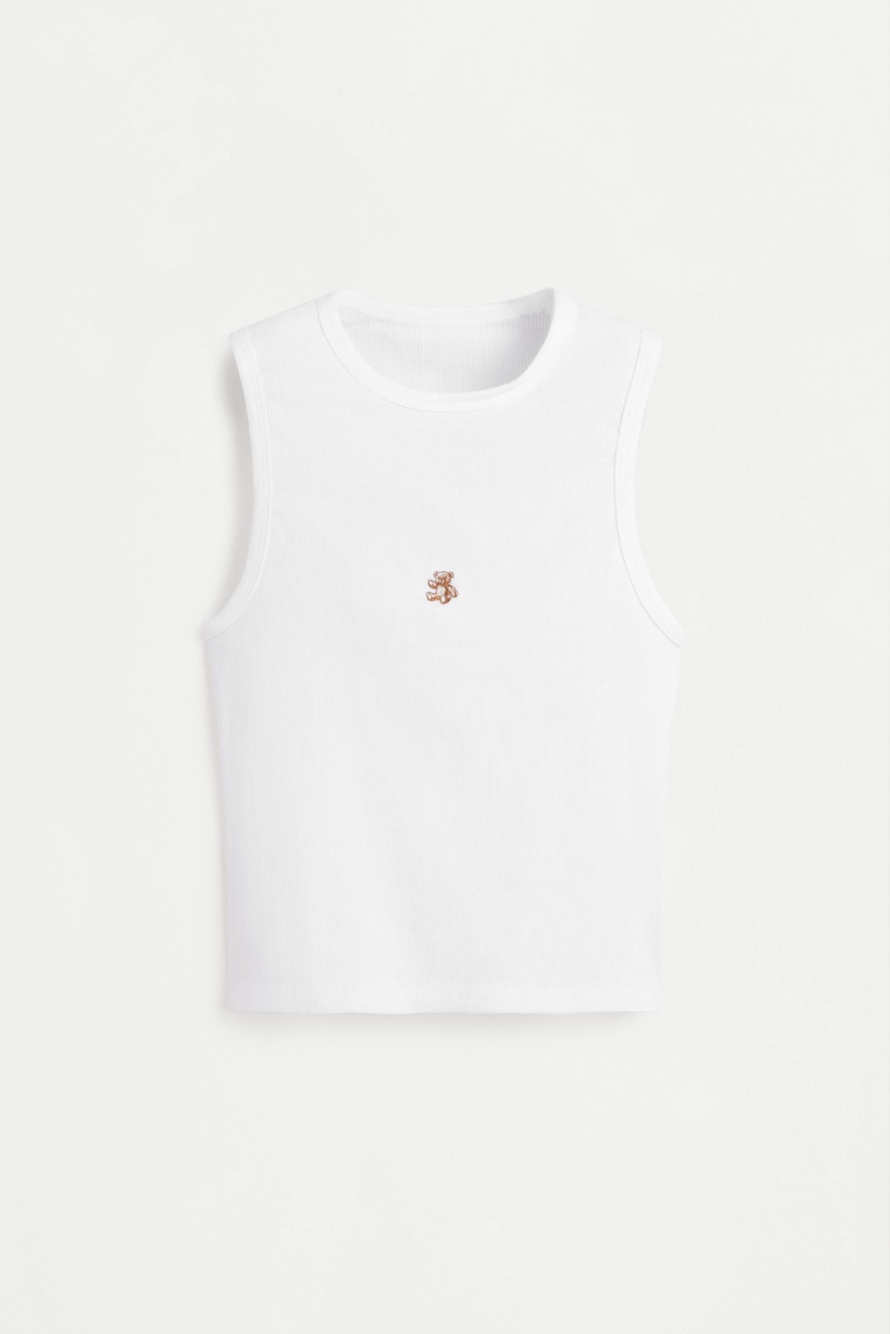 Embroidered tank top — BROWN