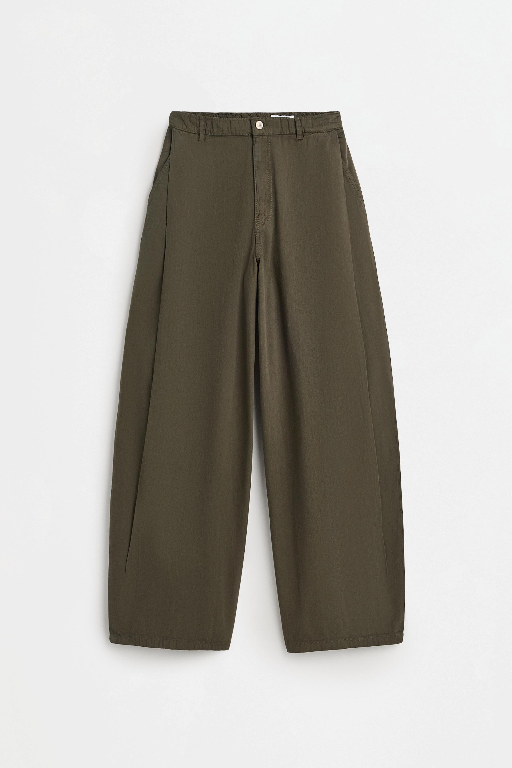 Barrel-leg darted trousers — KHAKI
