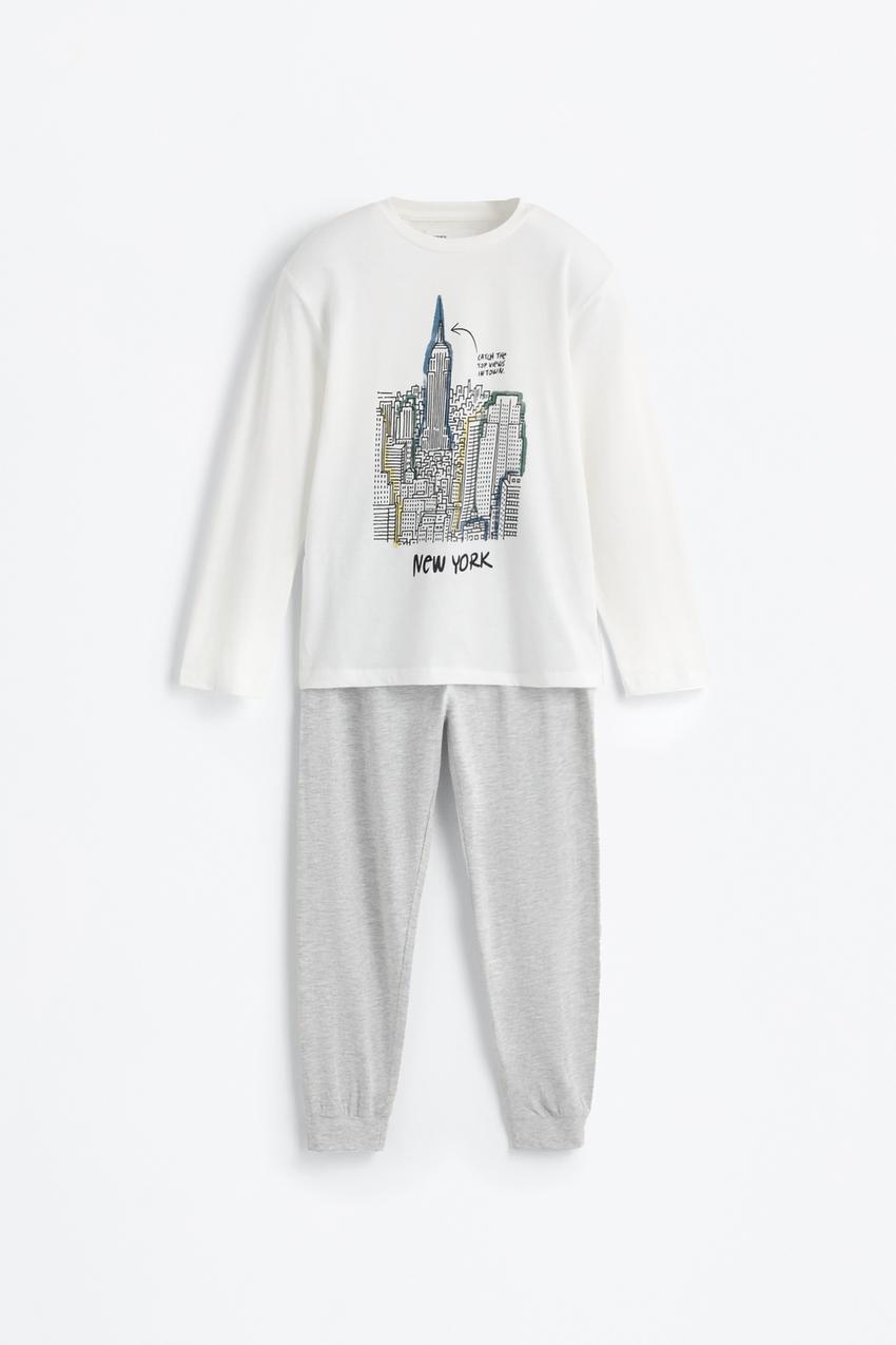 Pijama De Manga Larga Nasa Gris Jaspeado/azul Marino Nasa | La Redoute