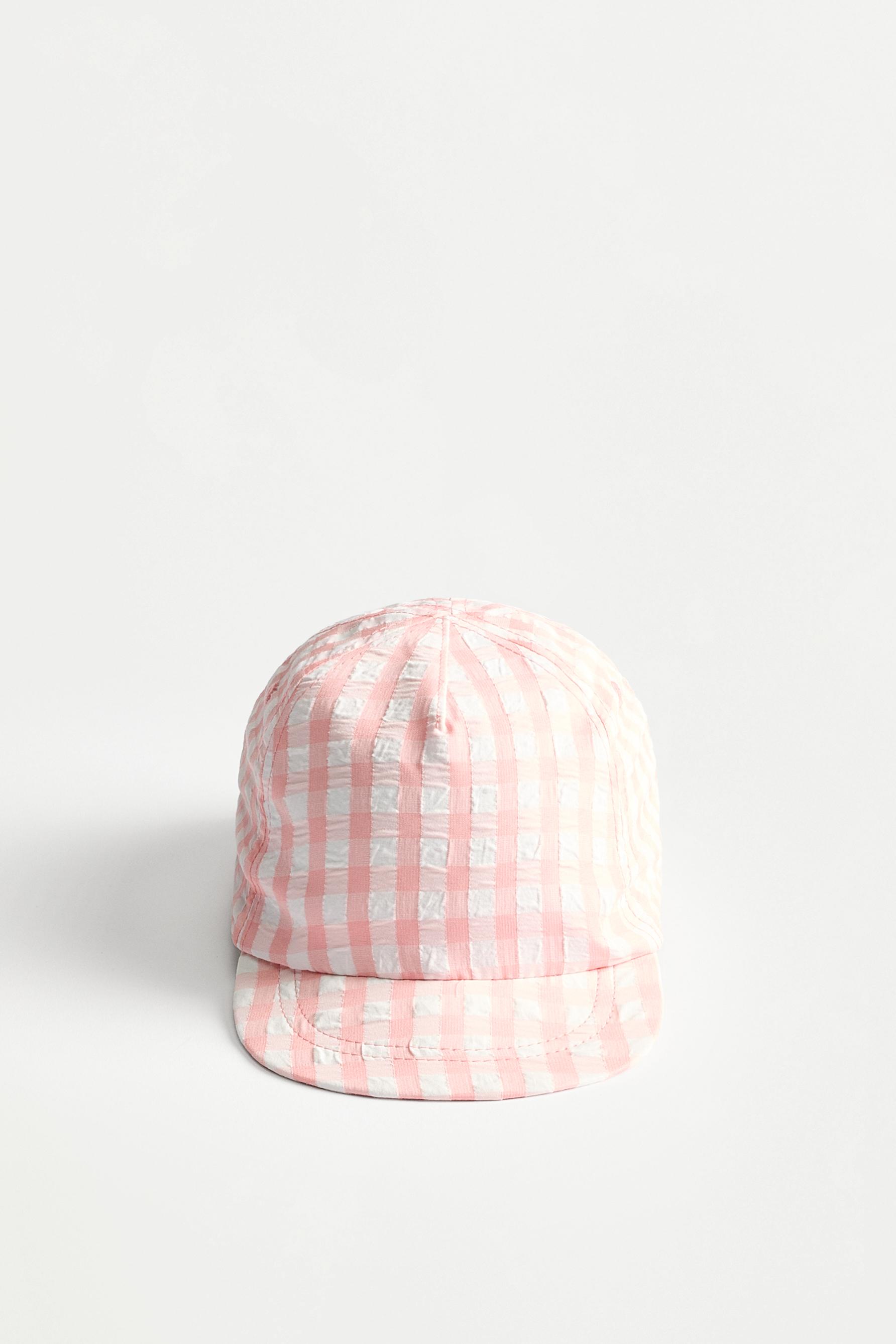 Gingham cap — PINK/WHITE