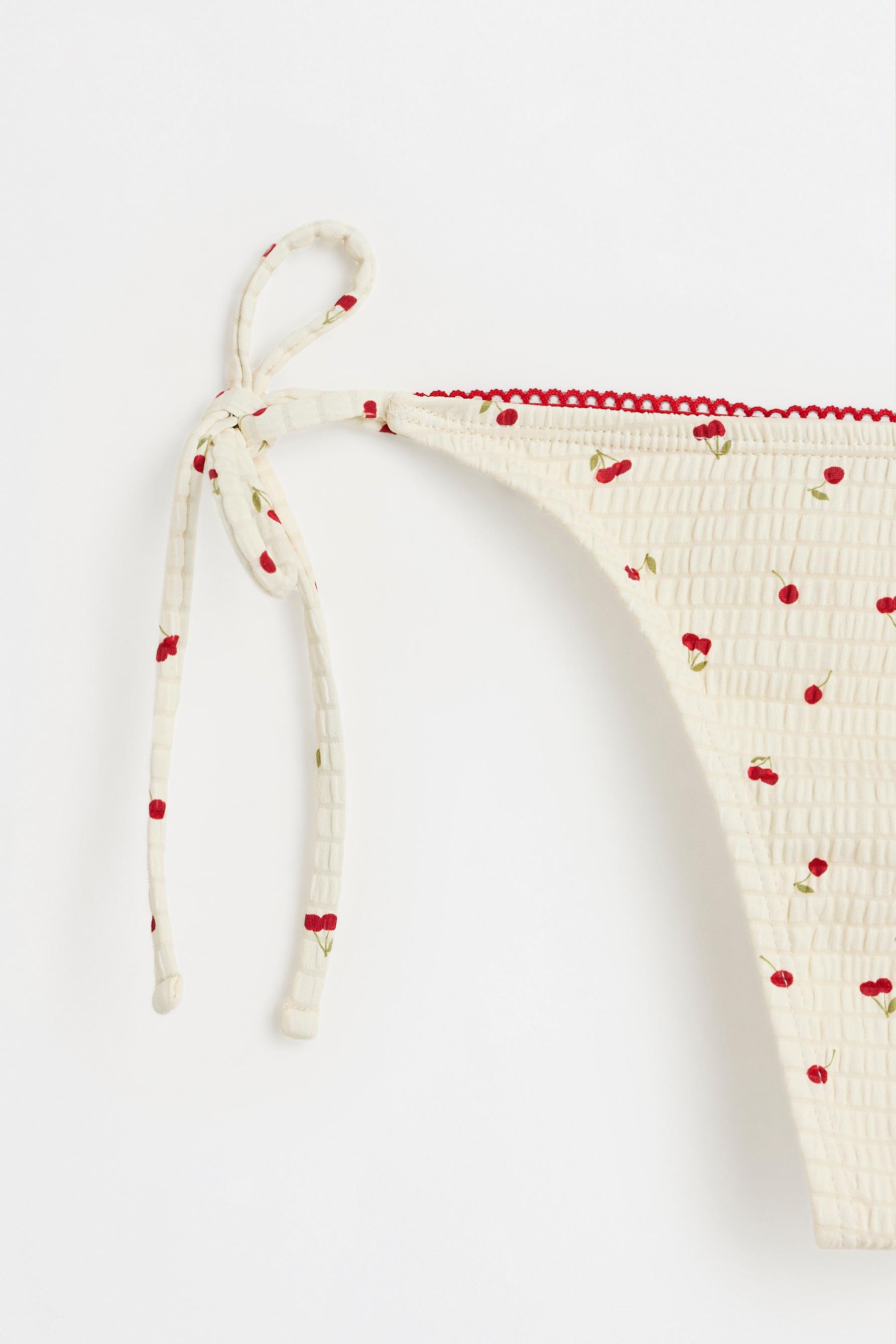Cherry print Brazilian bikini bottom — WHITE