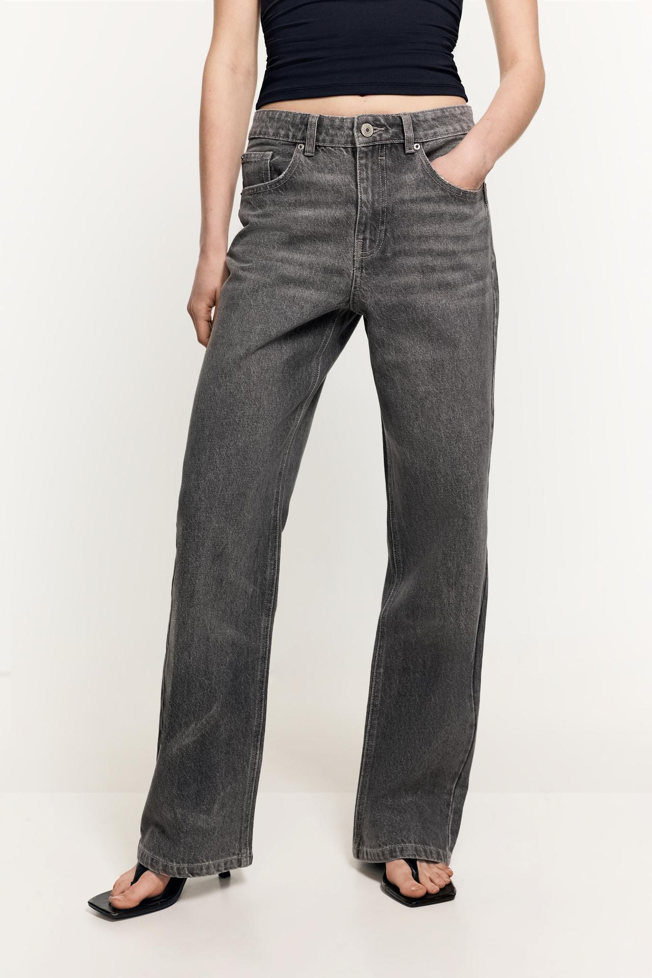 Slim-fit wide-leg jeans — GREY MARL