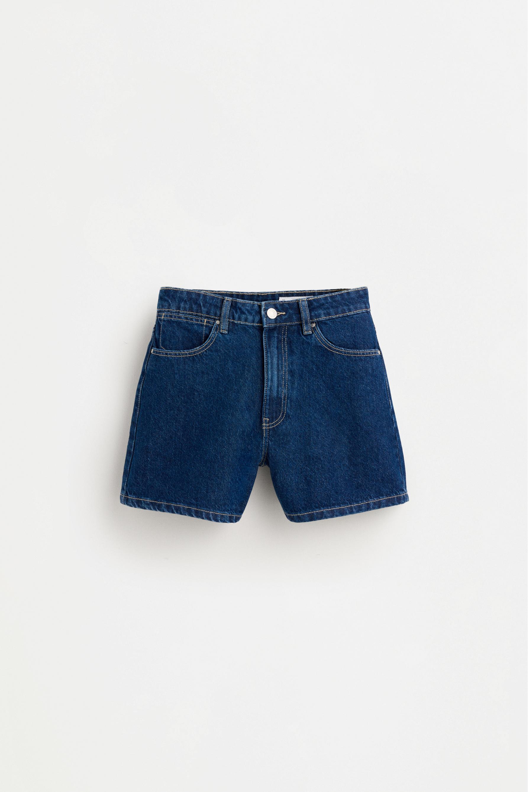 Basic mom fit denim shorts — DARK INDIGO