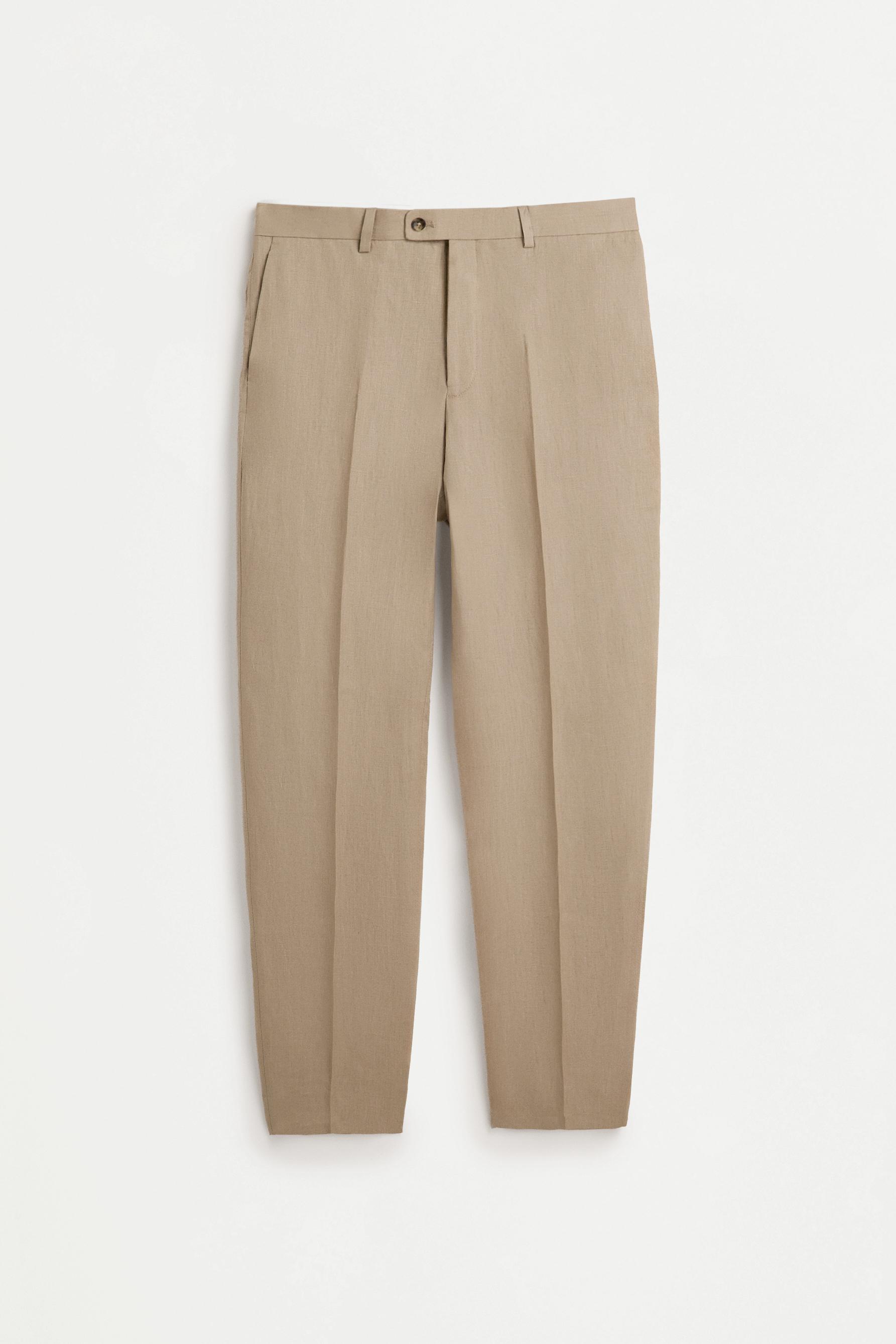 100% linen suit trousers — BROWN
