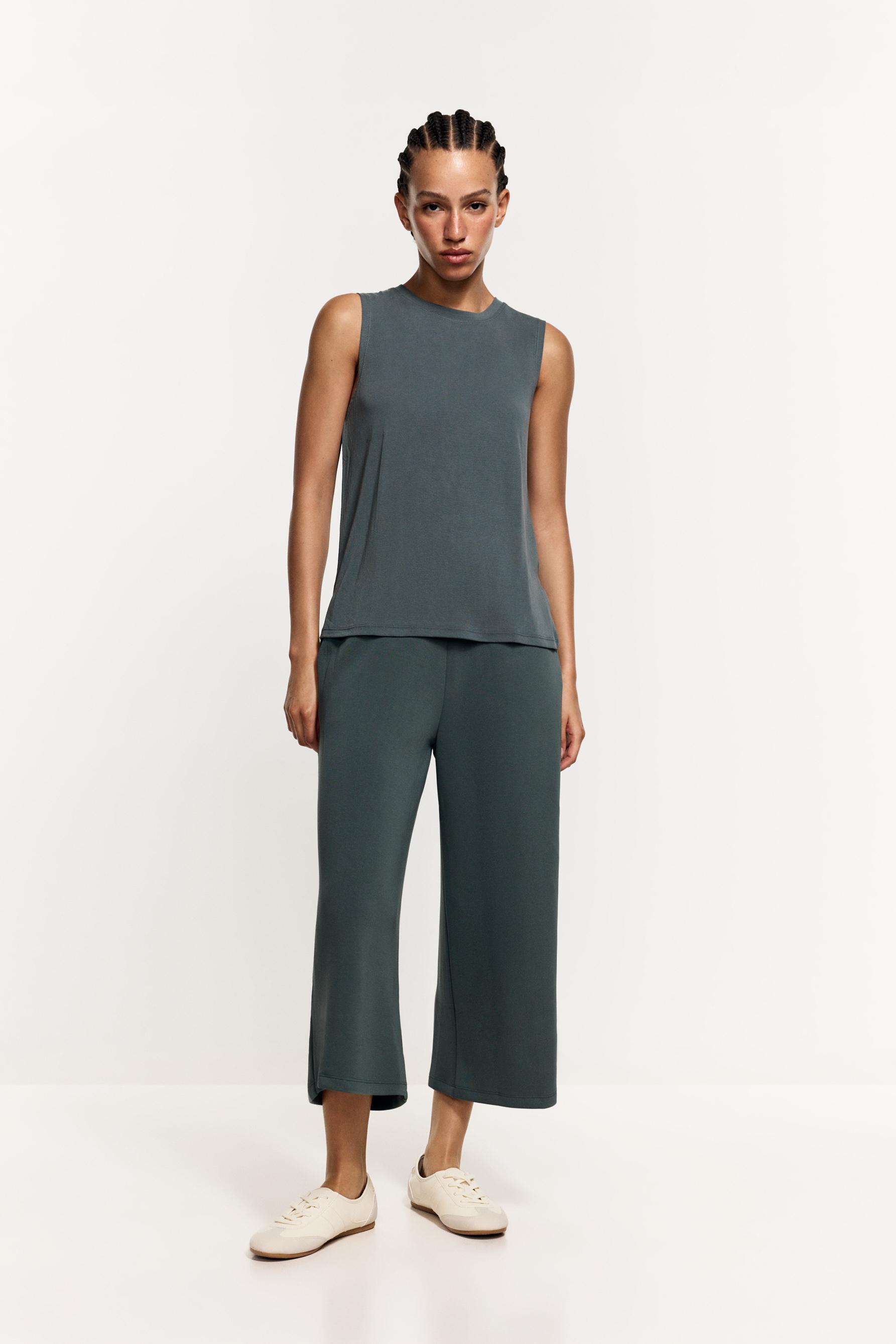 Flowing modal-effect T-shirt — EMERALD GREEN