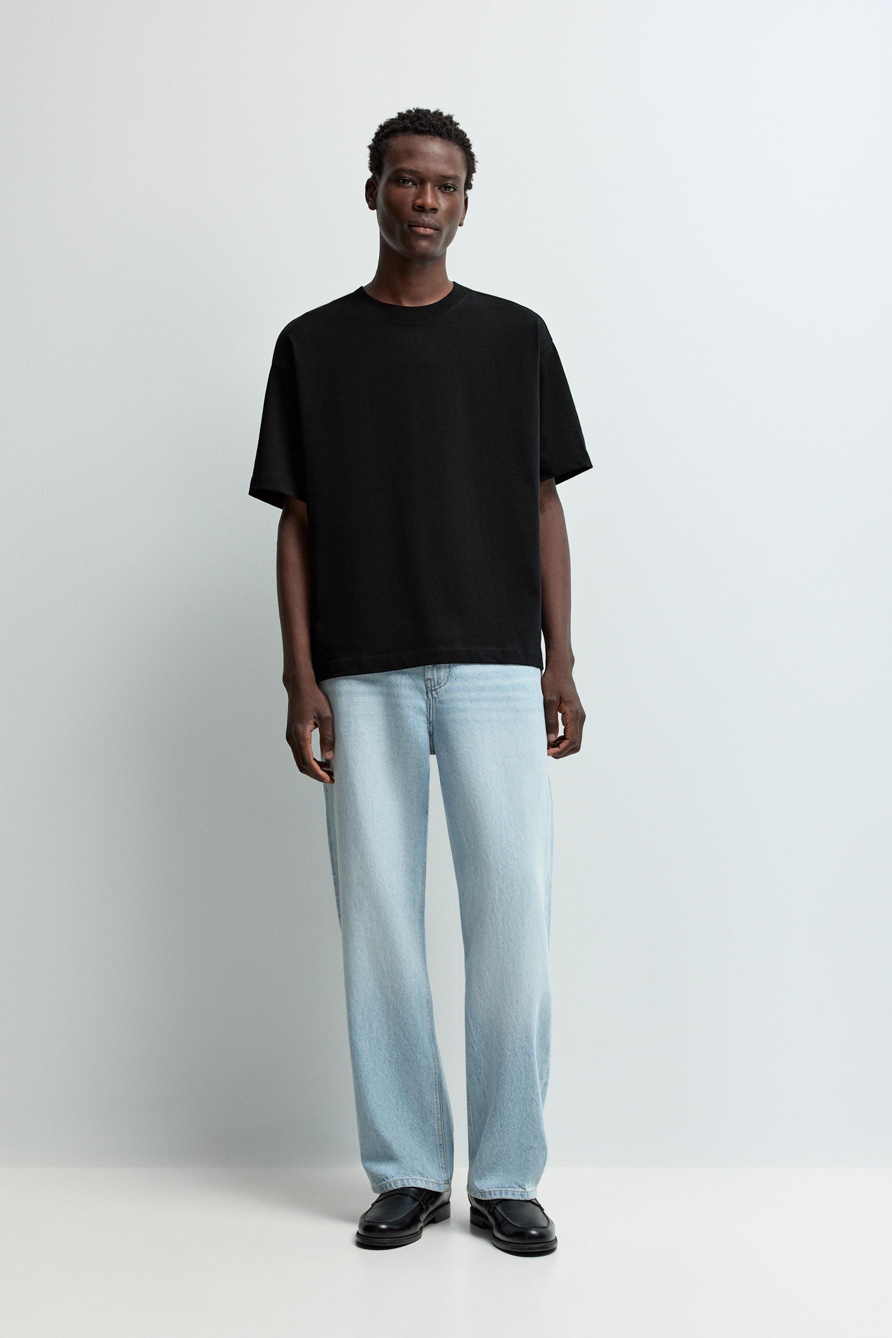 Boxy medium weight T-shirt — BLACK
