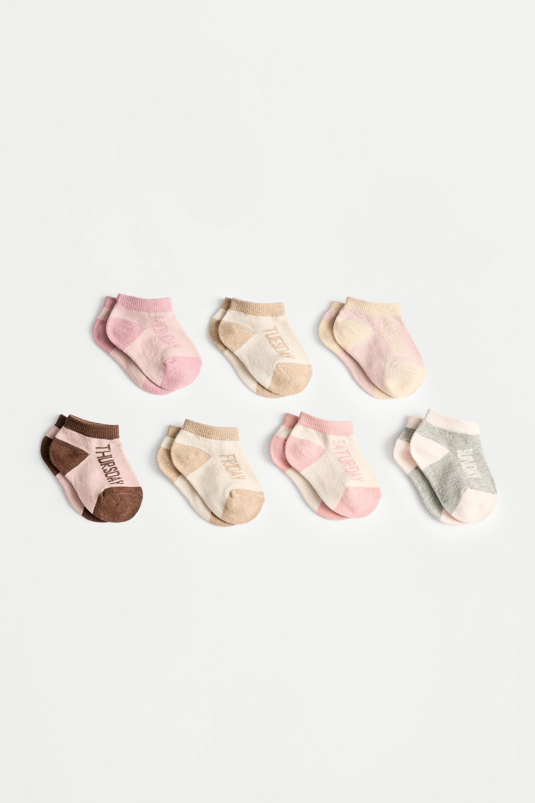 Days of the Week Short Socks (7-Pack) — PINK (alternate view)