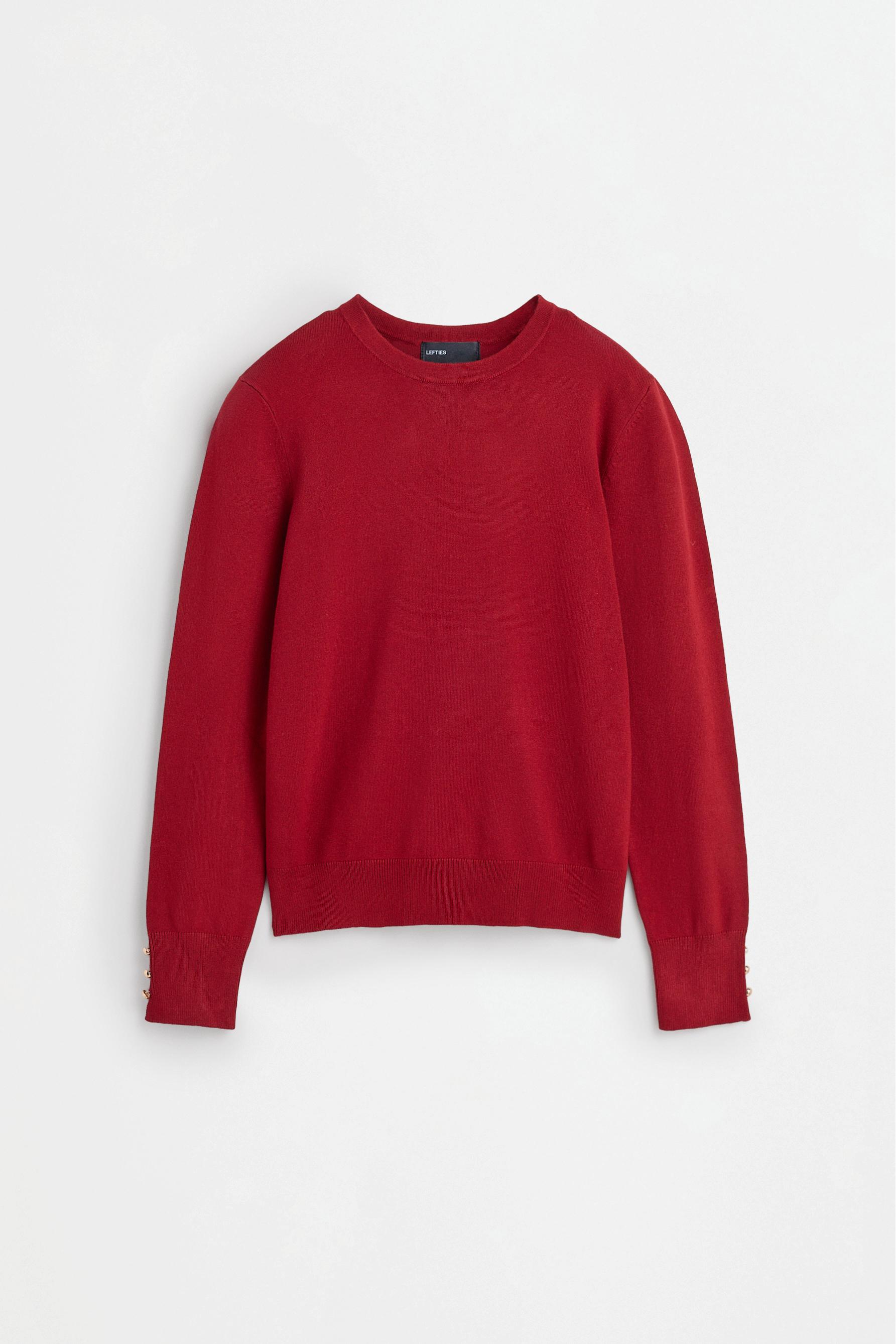 Basic gold button sweater — RED