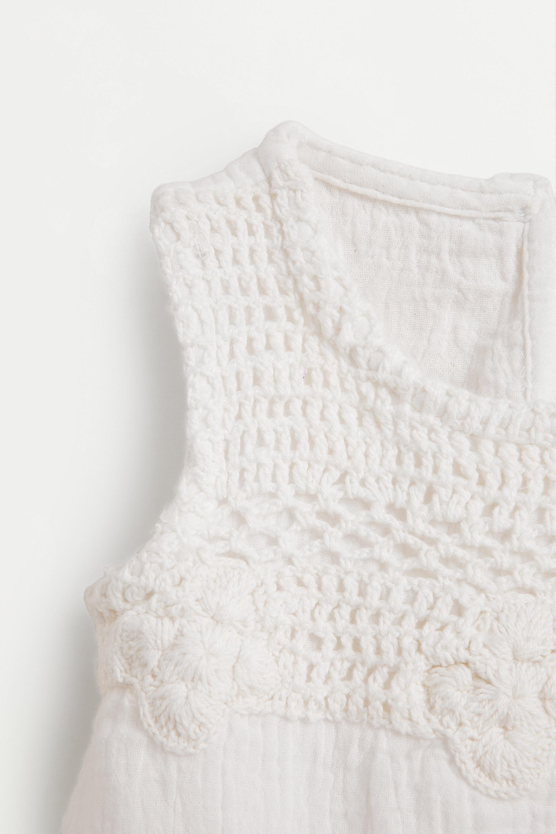 Crochet detail top — ECRU