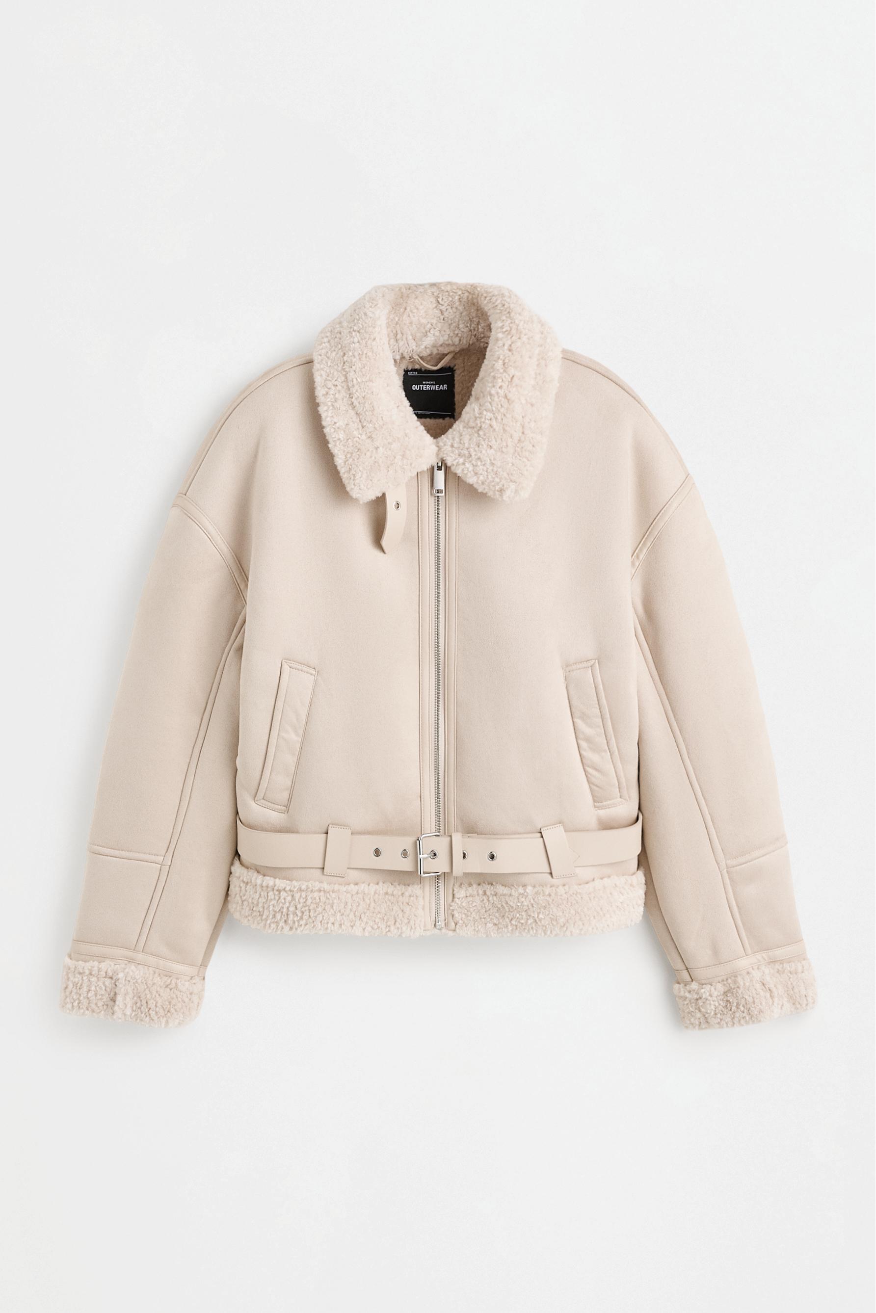 Short double-faced jacket — PALE ECRU