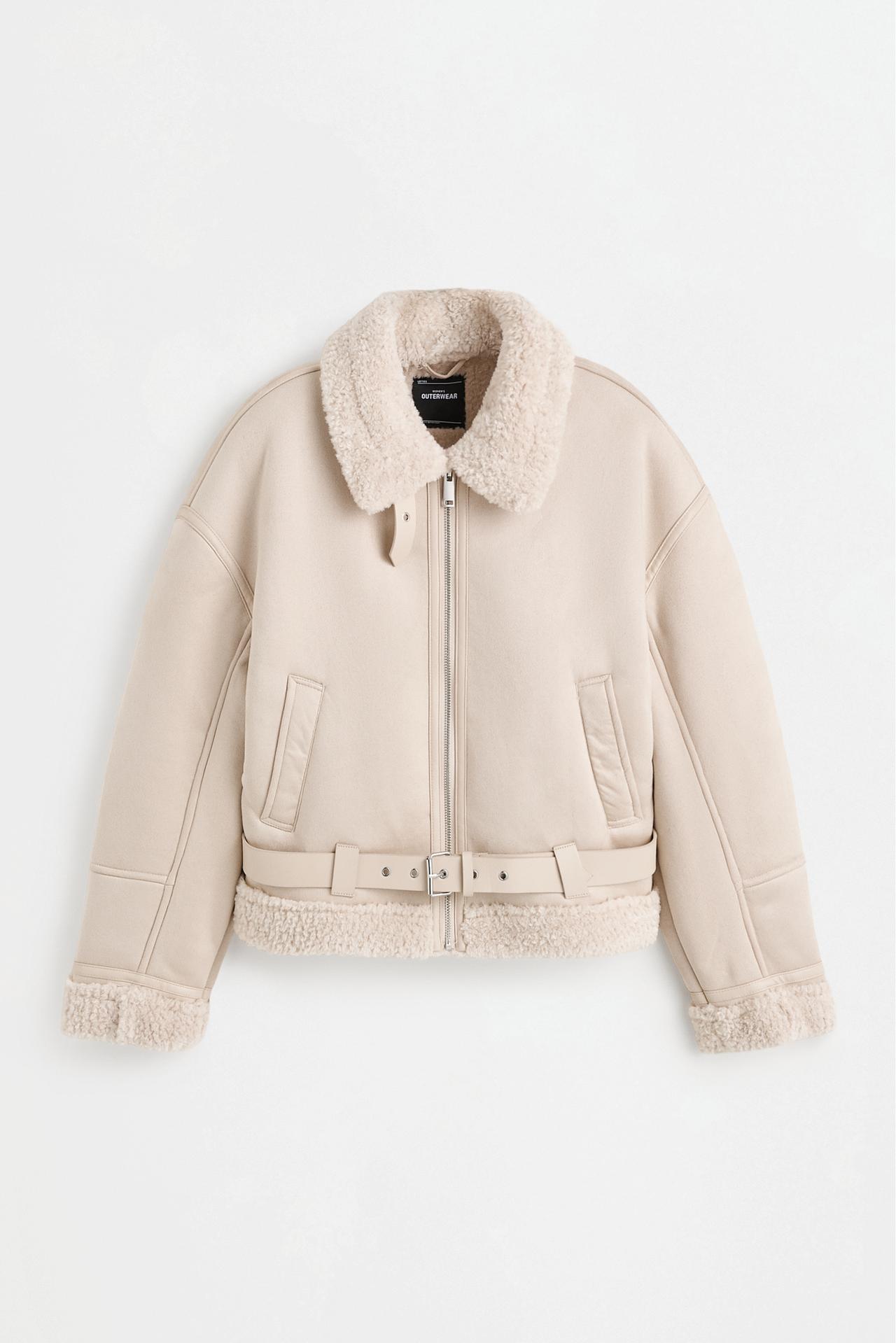 Short double-faced jacket — PALE ECRU