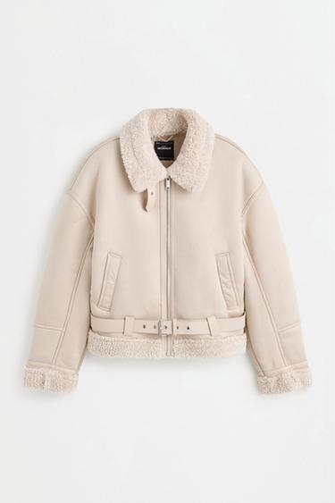 Short double-faced jacket — PALE ECRU 6