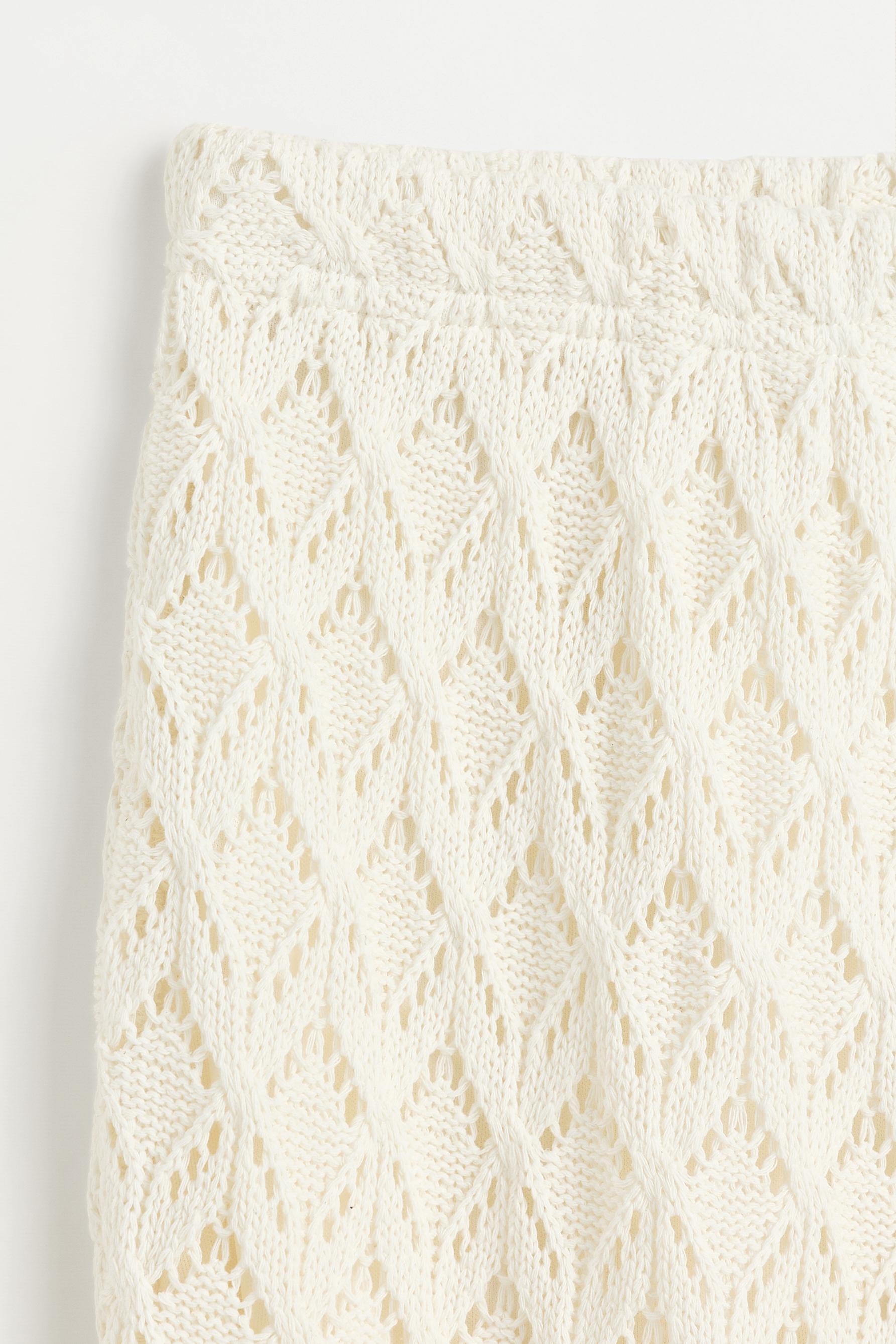 Crochet-effect bell bottom trousers — OFF WHITE