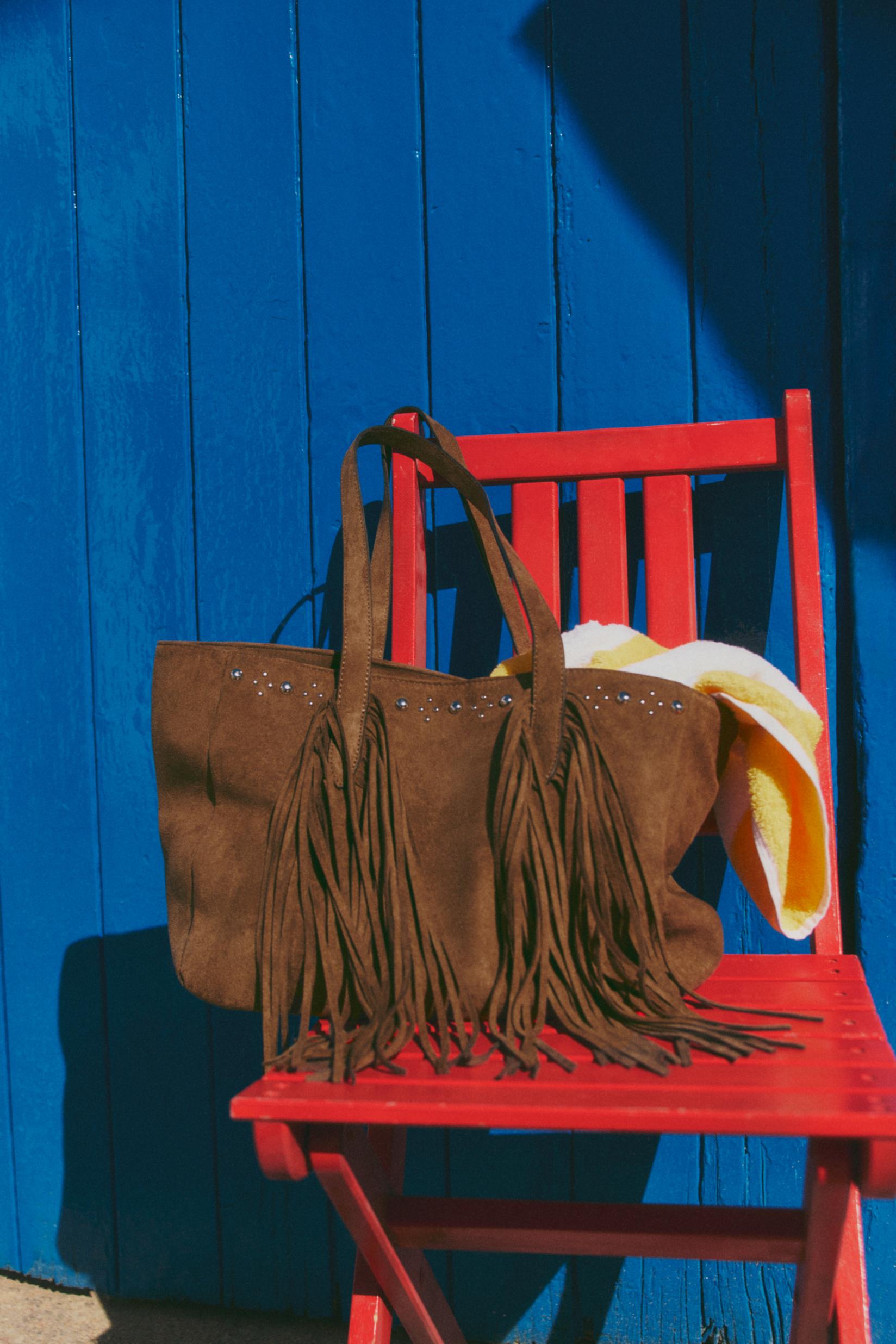 Fringed shopper bag — KHAKI