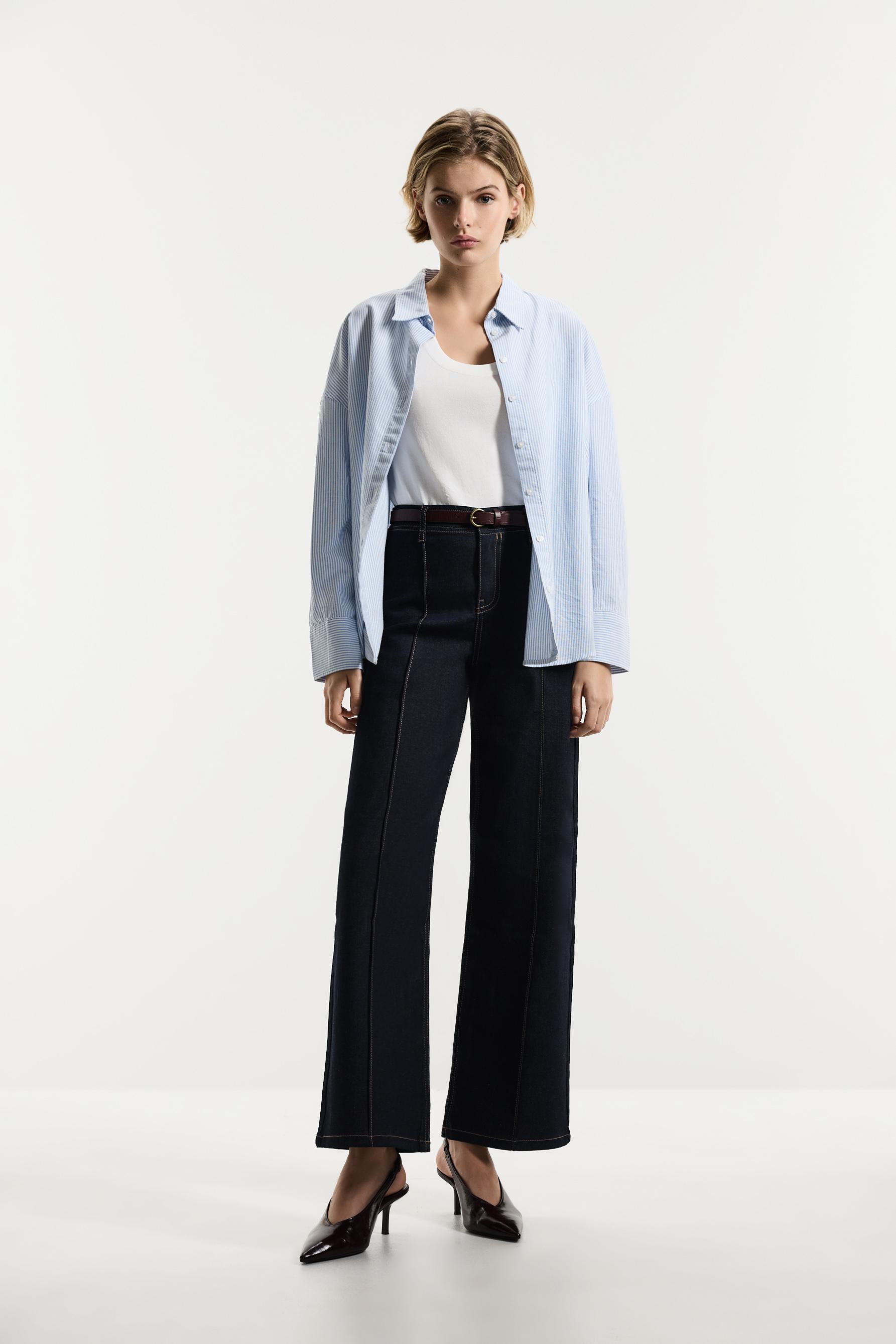 Straight leg seam detail jeans — NAVY