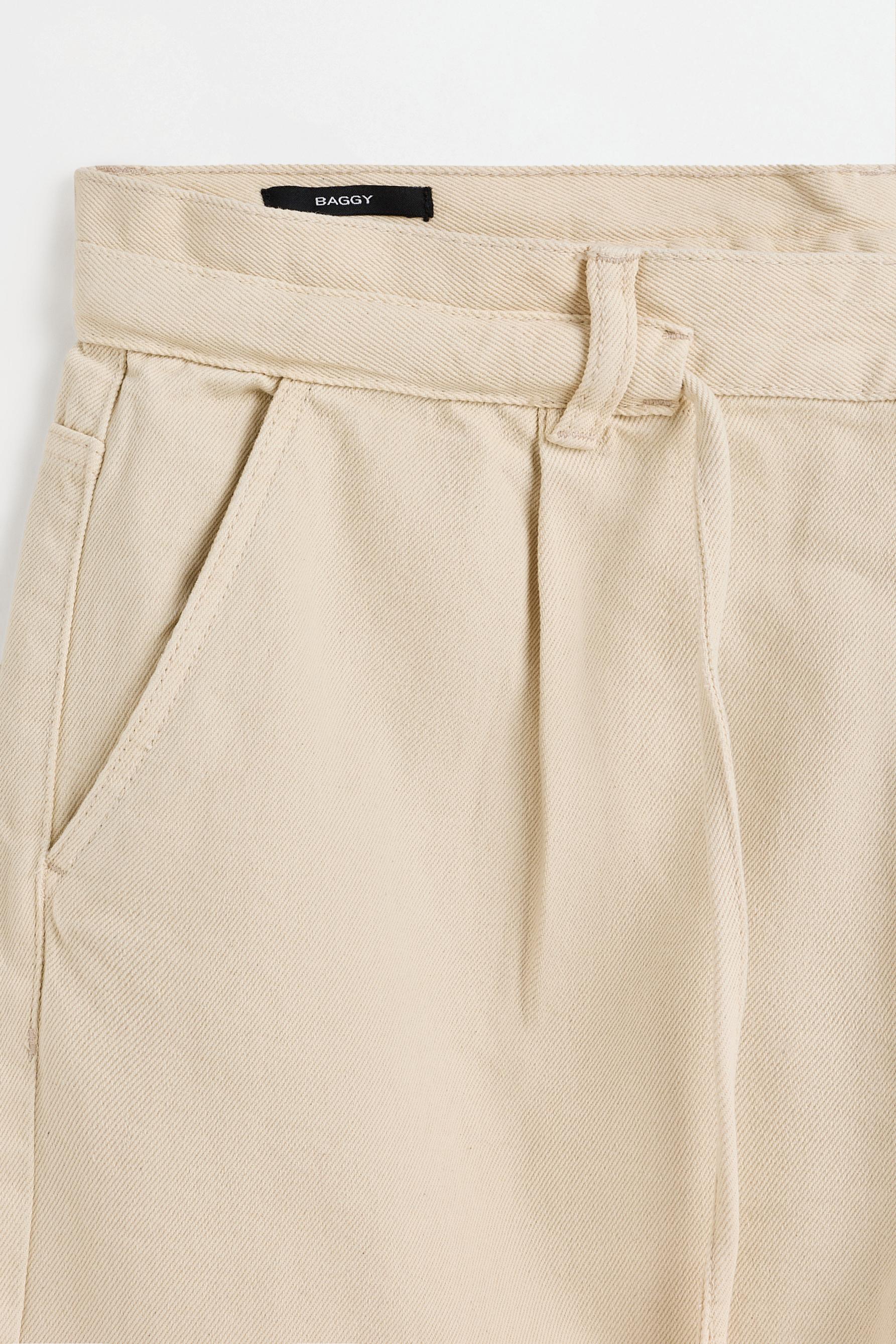 Pleated Denim Bermuda Shorts — ECRU
