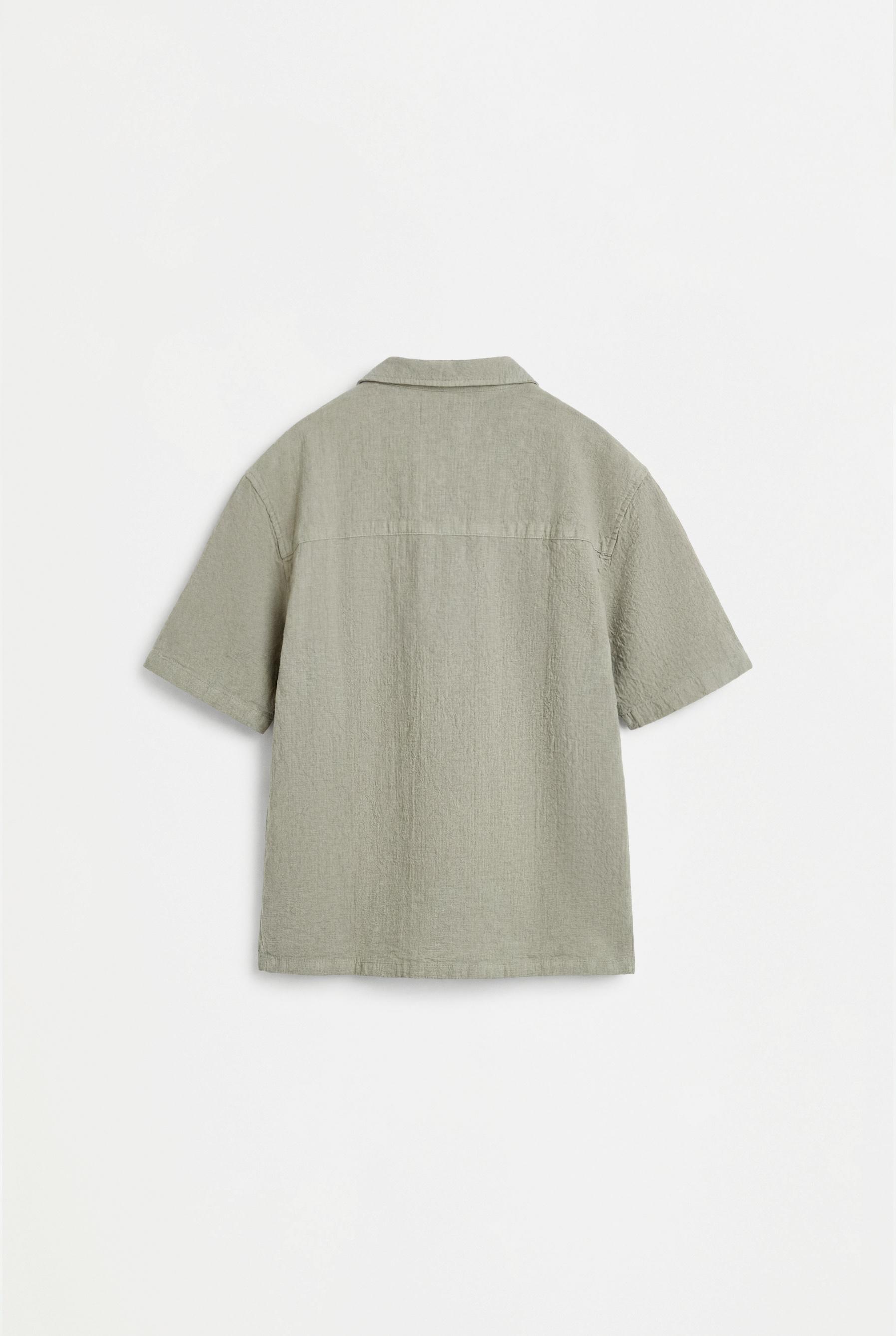 Textured resort shirt — MEDIUM KHAKI