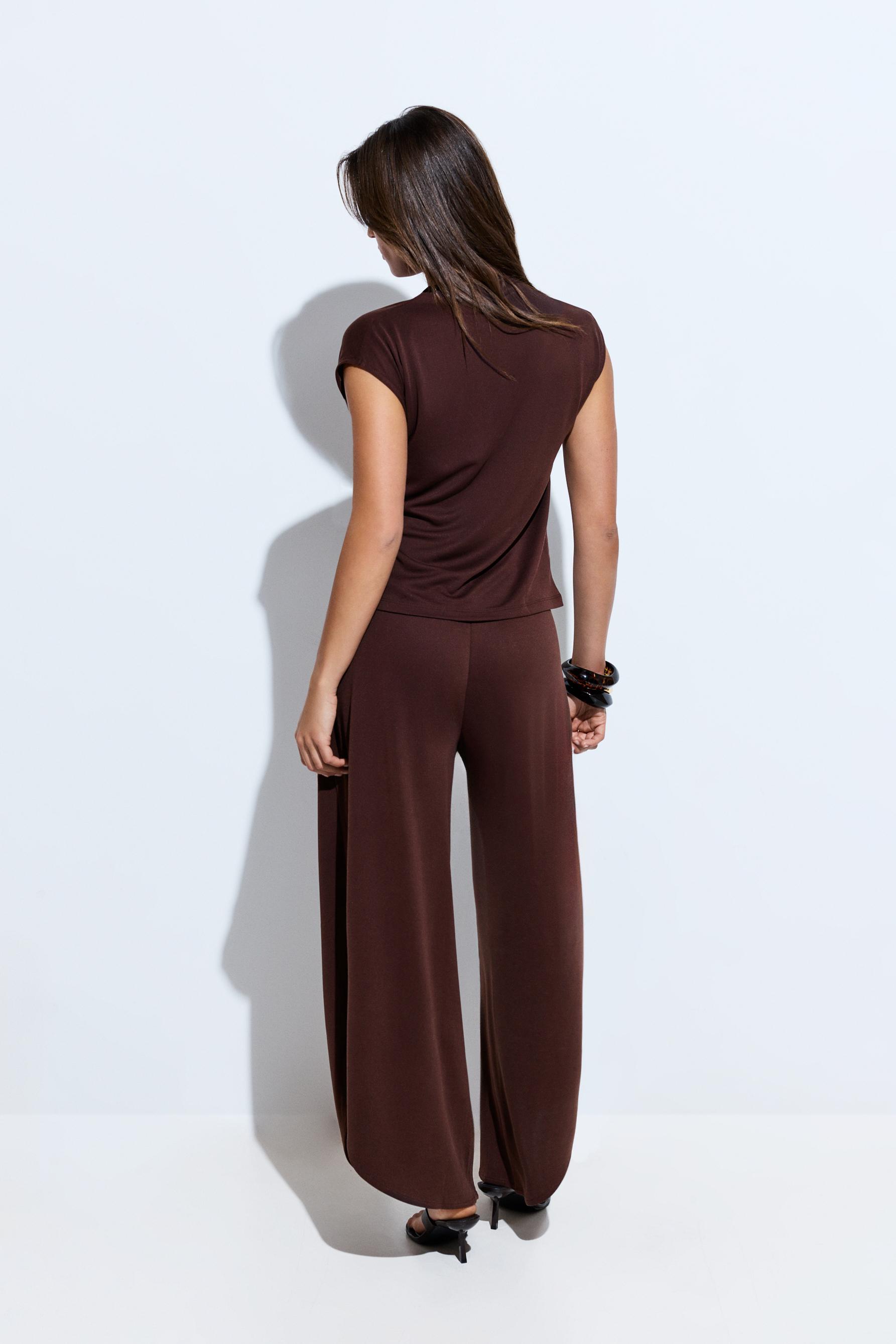 Split detail culottes — CHOCOLATE