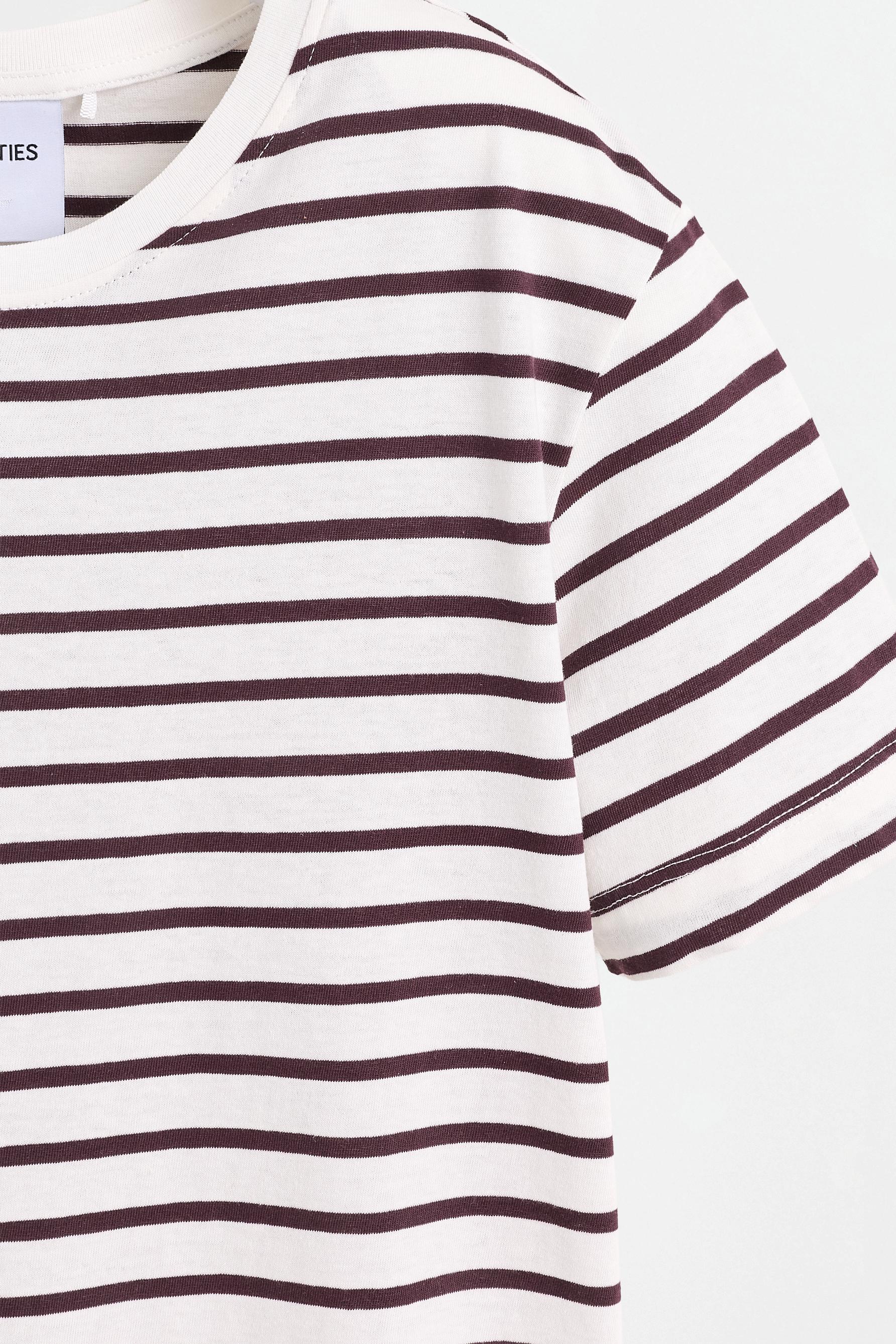 Basic round neck T-shirt — ECRU/MAROON