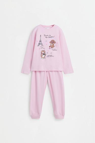 Long printed pyjamas — PALE MAUVE 1