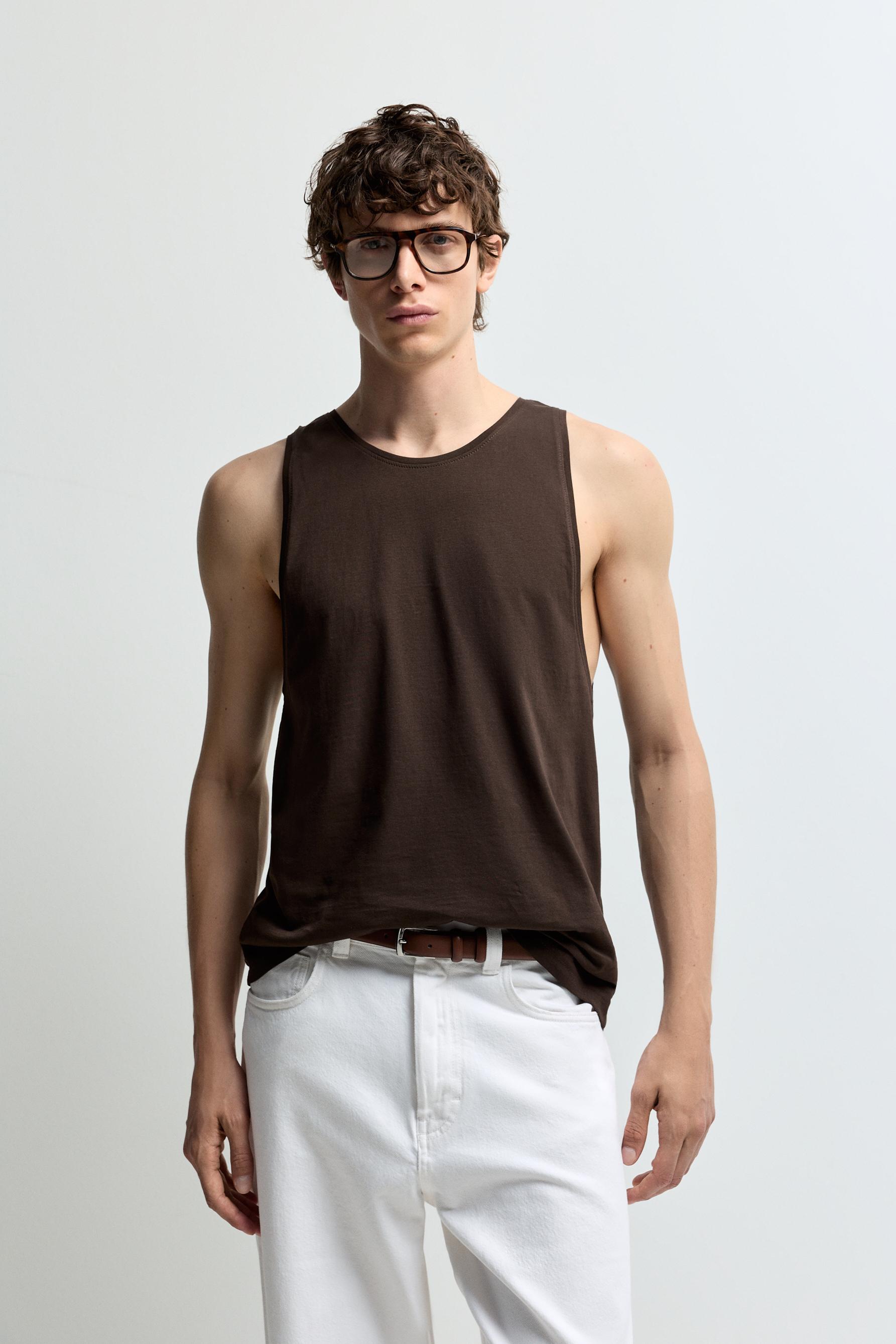 Basic tank top — BROWN
