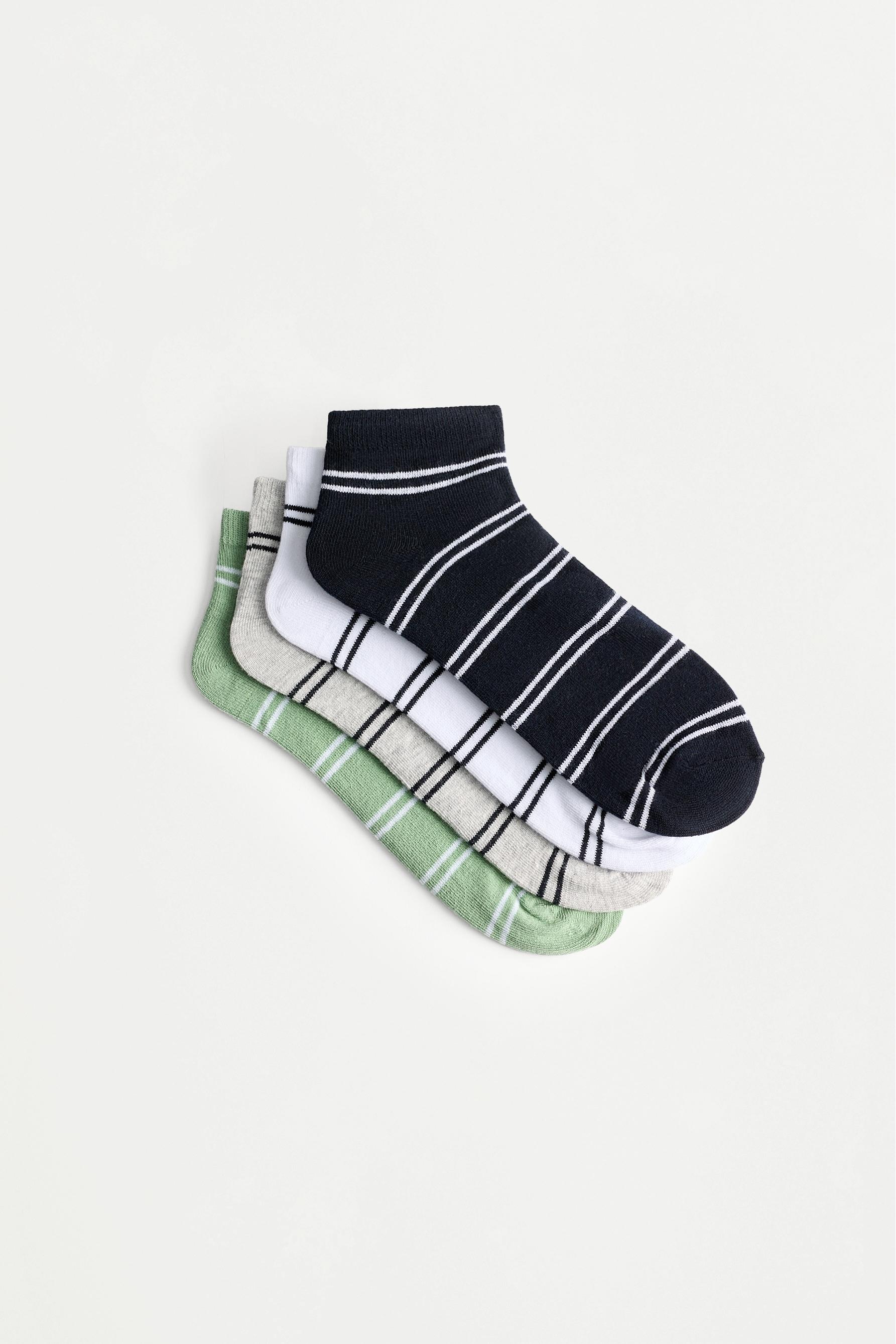 Striped ankle socks (4-pack) — GREEN TONES