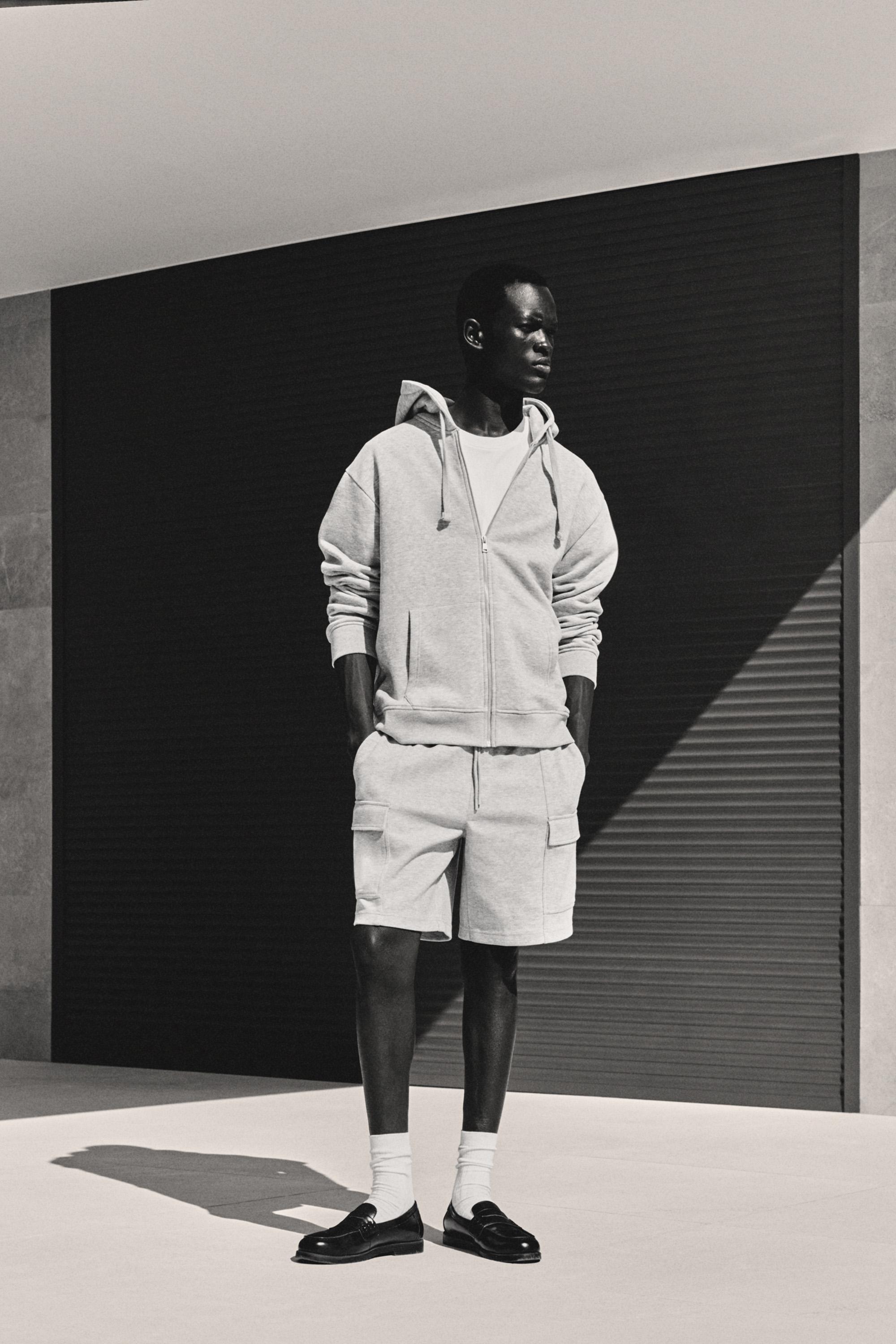 Interlock cargo Bermuda shorts — GREY MARL