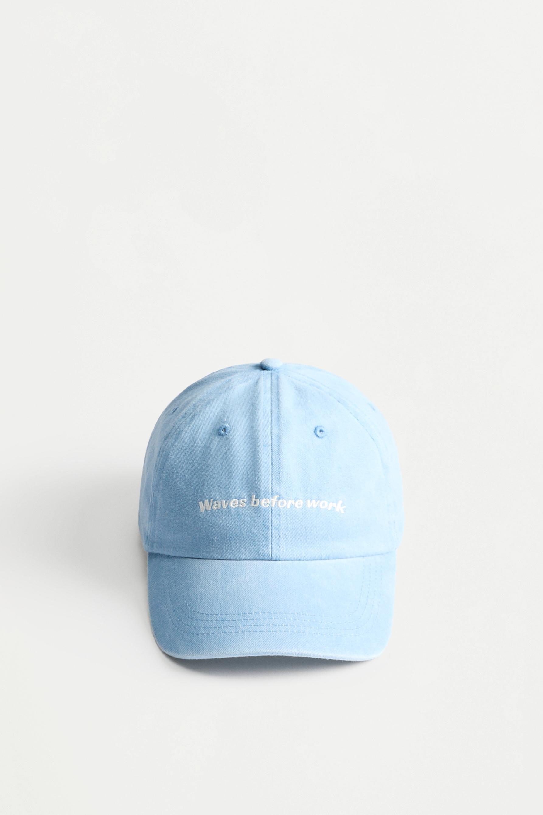 Faded-effect embroidered cap — SKY BLUE