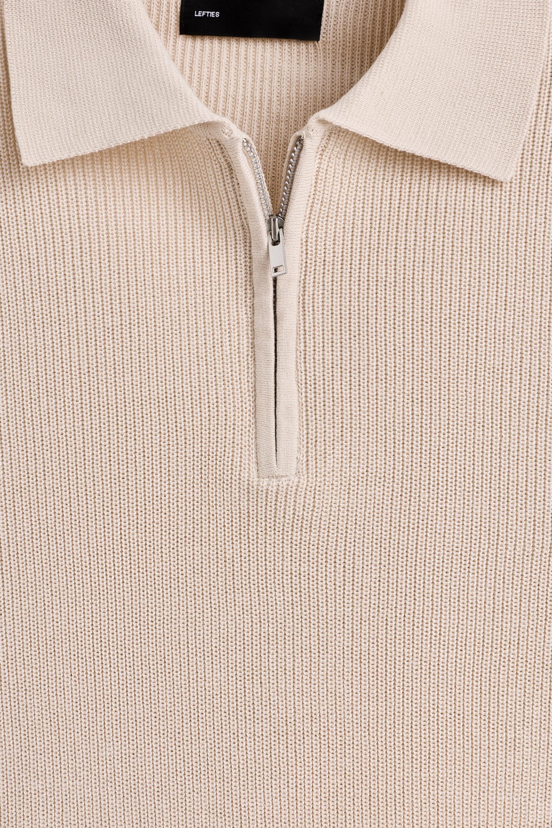 Zip-up knit polo — BEIGE