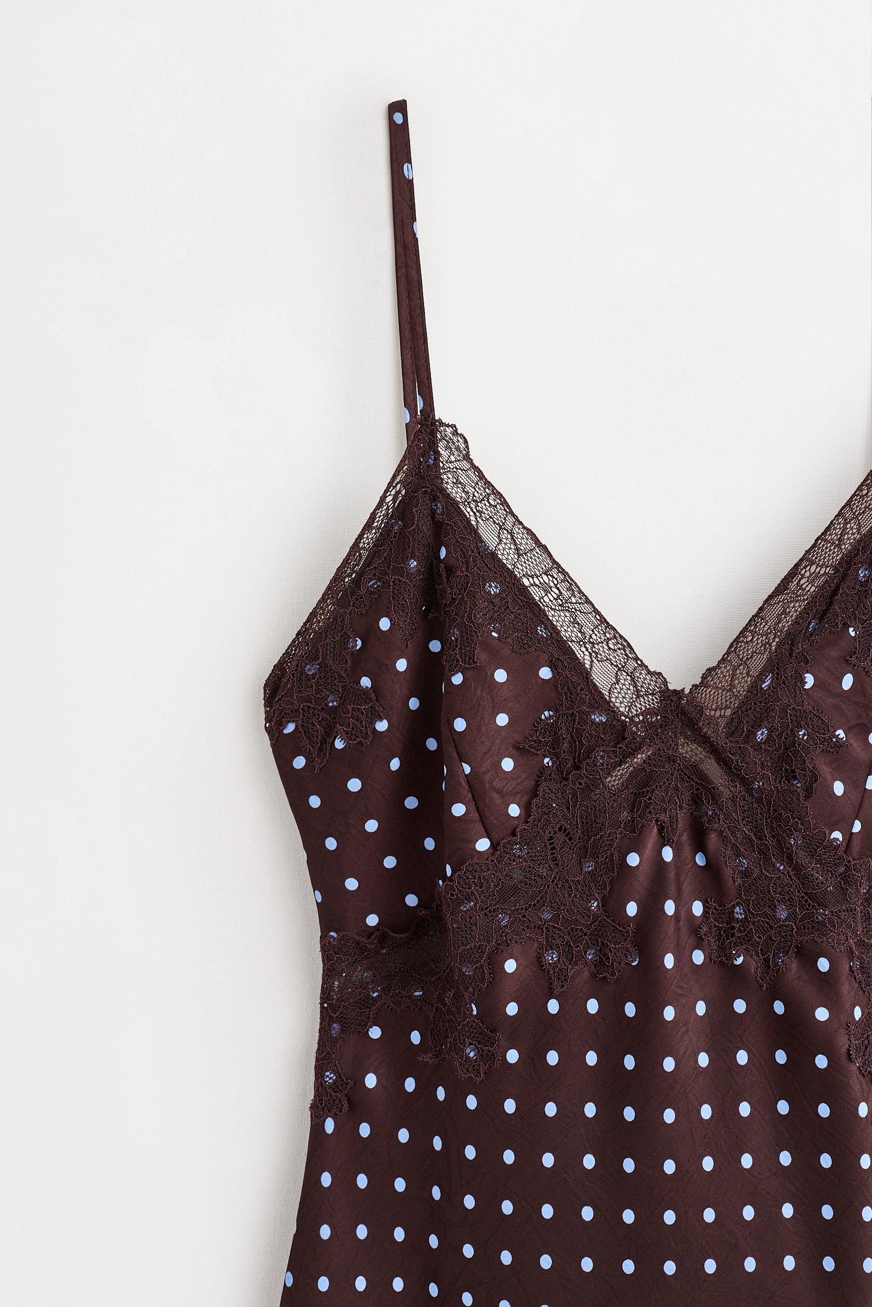 Short asymmetric slip dress — BROWN/BLUE