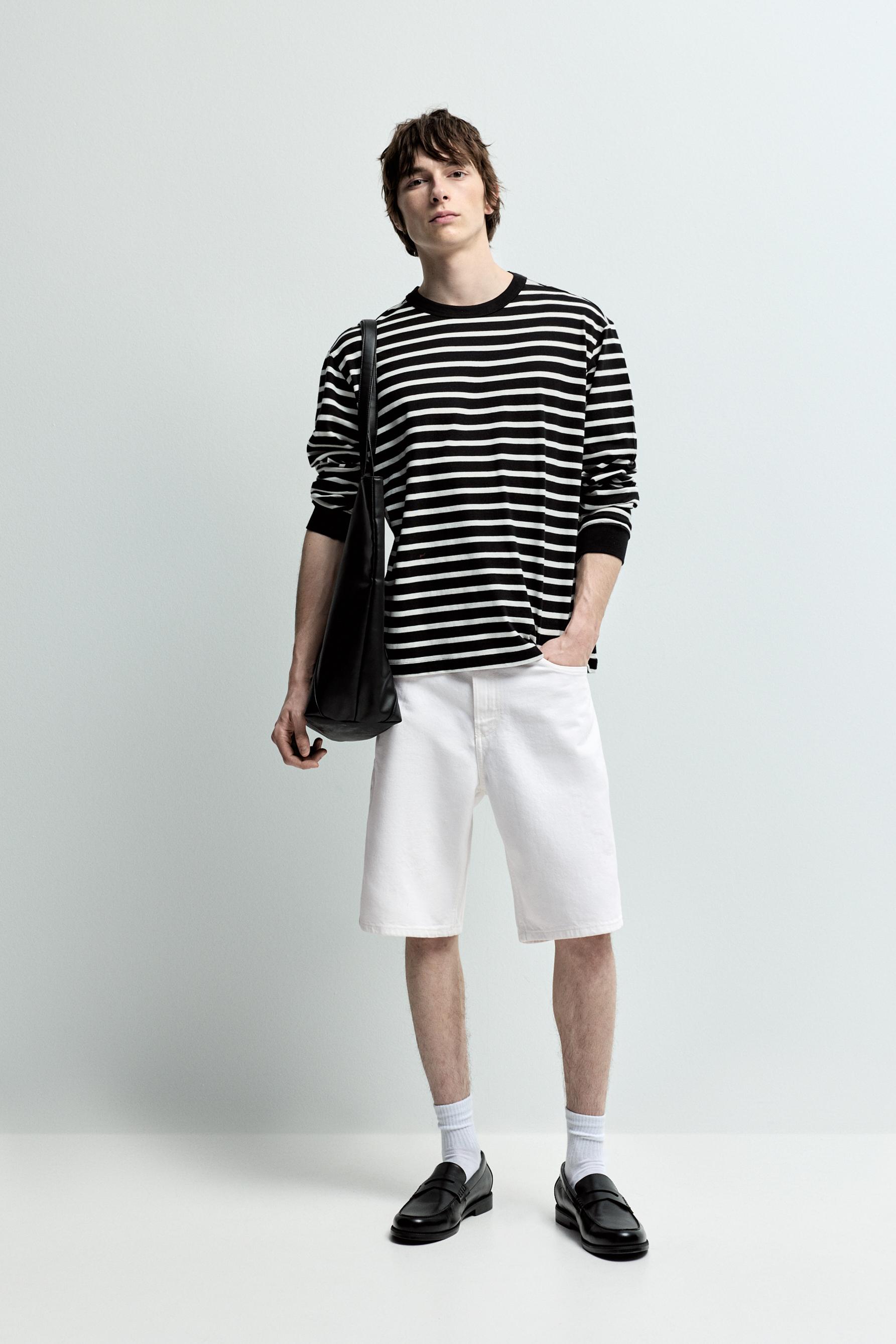 Regular fit denim Bermuda shorts — WHITE