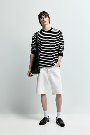 Regular fit denim Bermuda shorts — WHITE 1