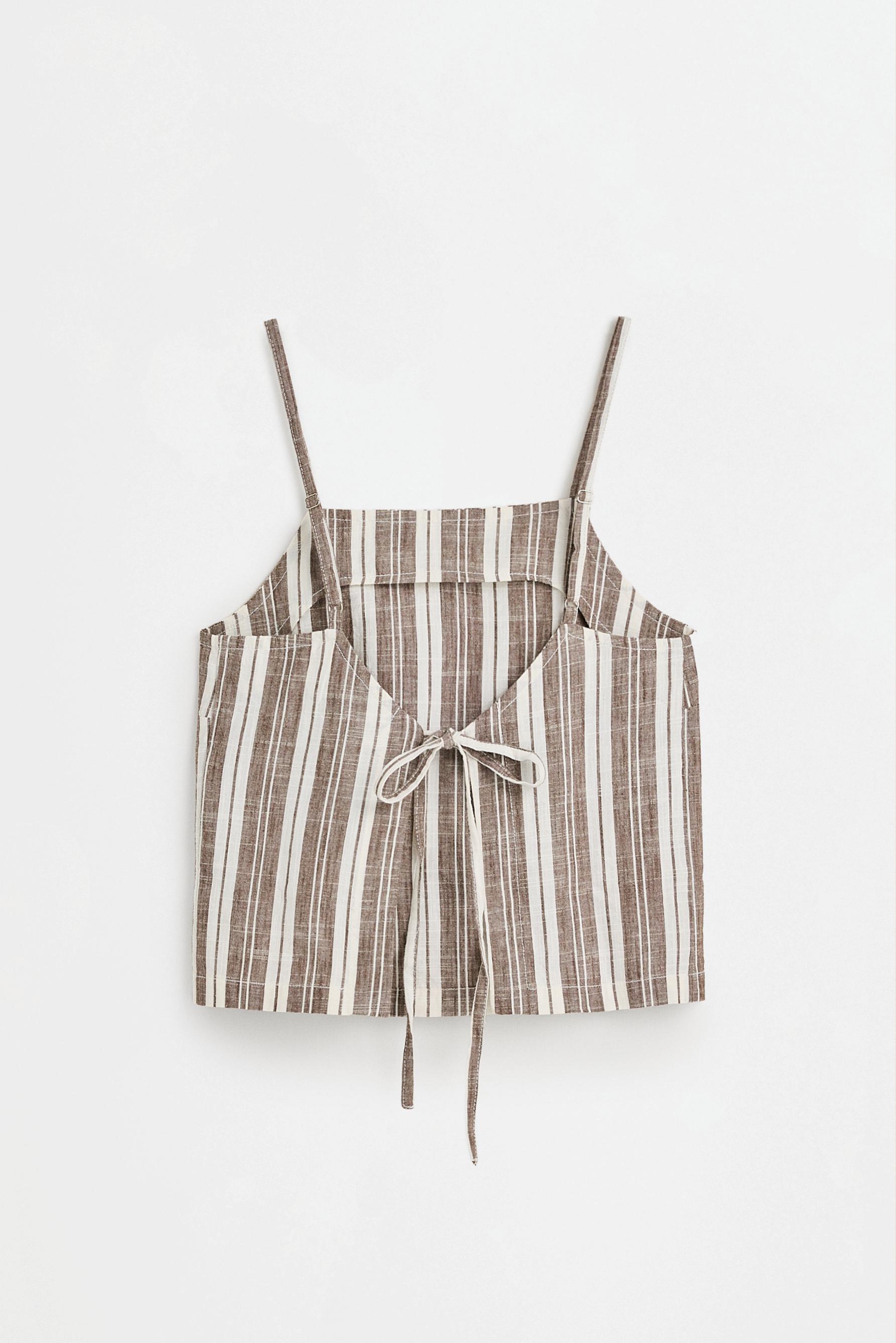 Denim strappy top — STRIPED
