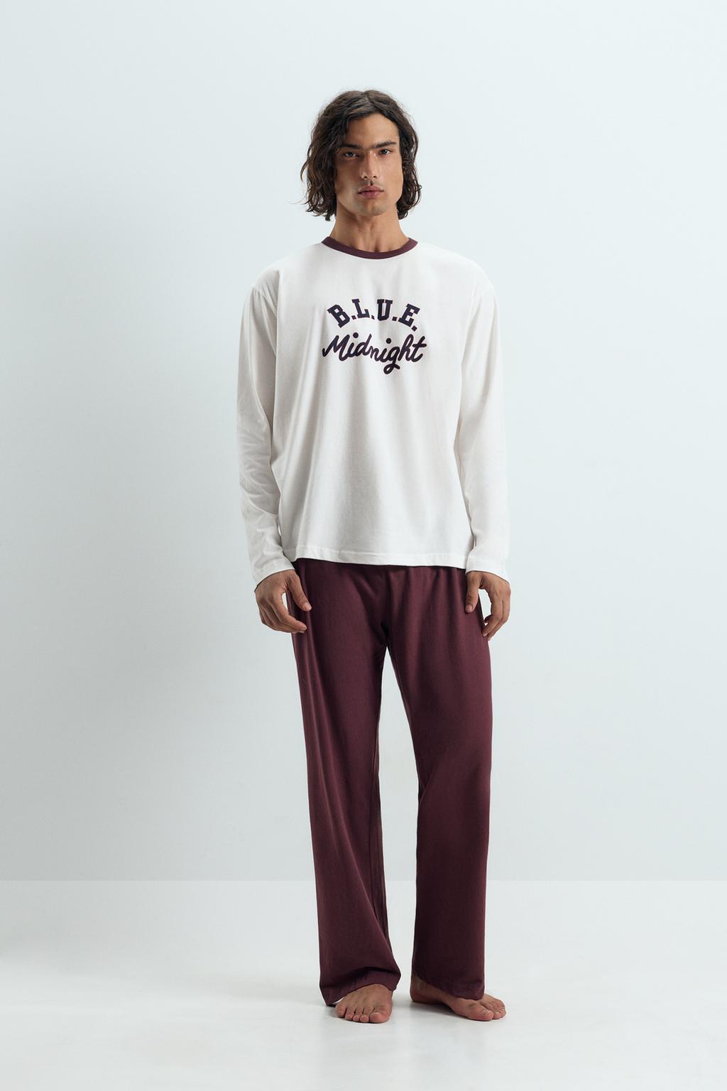 Contrast long pyjama set