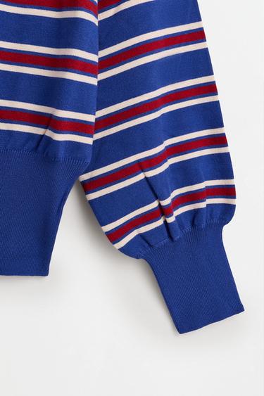 Off-the-shoulder knit sweater — RED/NAVY 7