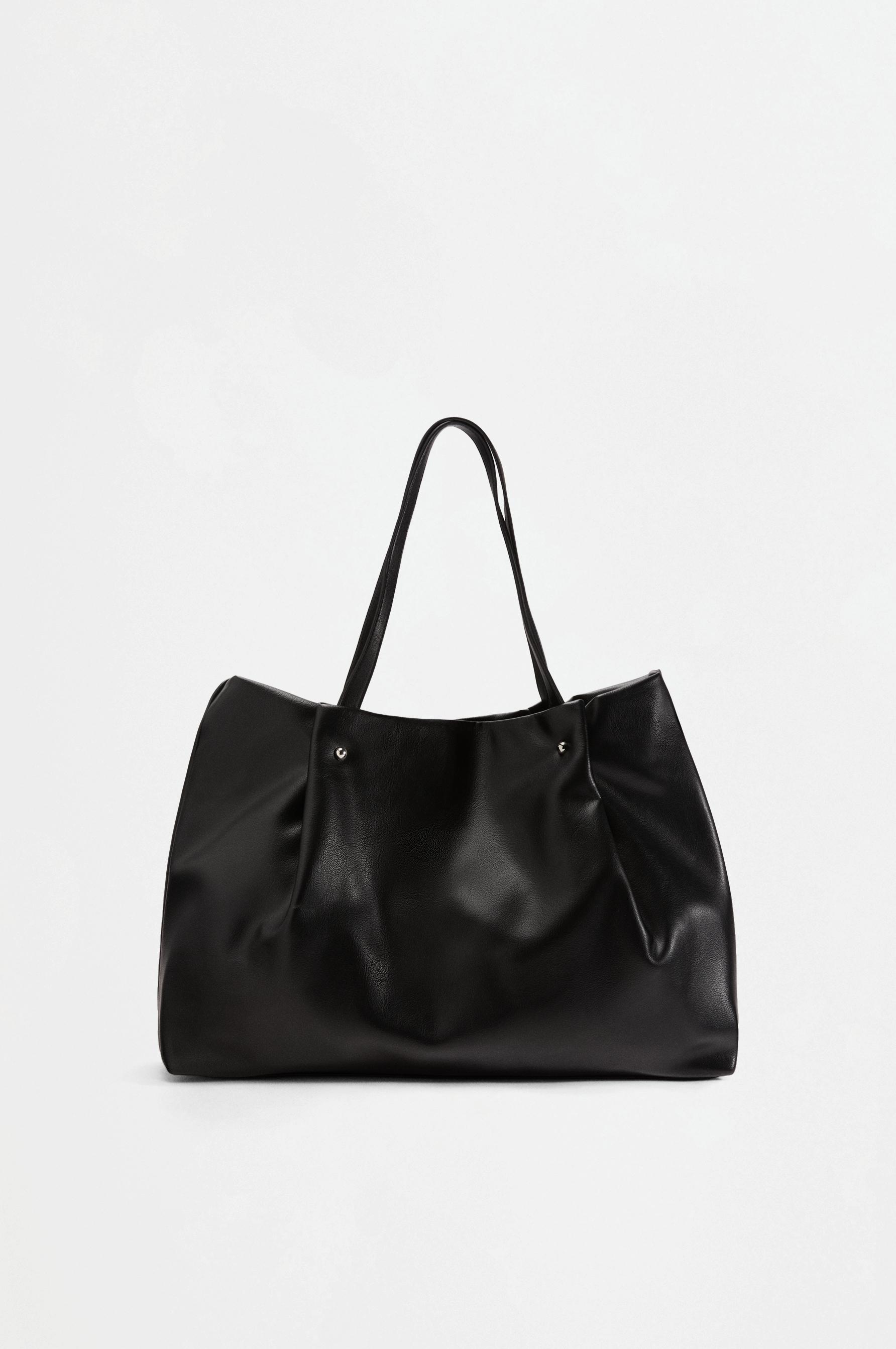 Faux suede tote bag — BLACK
