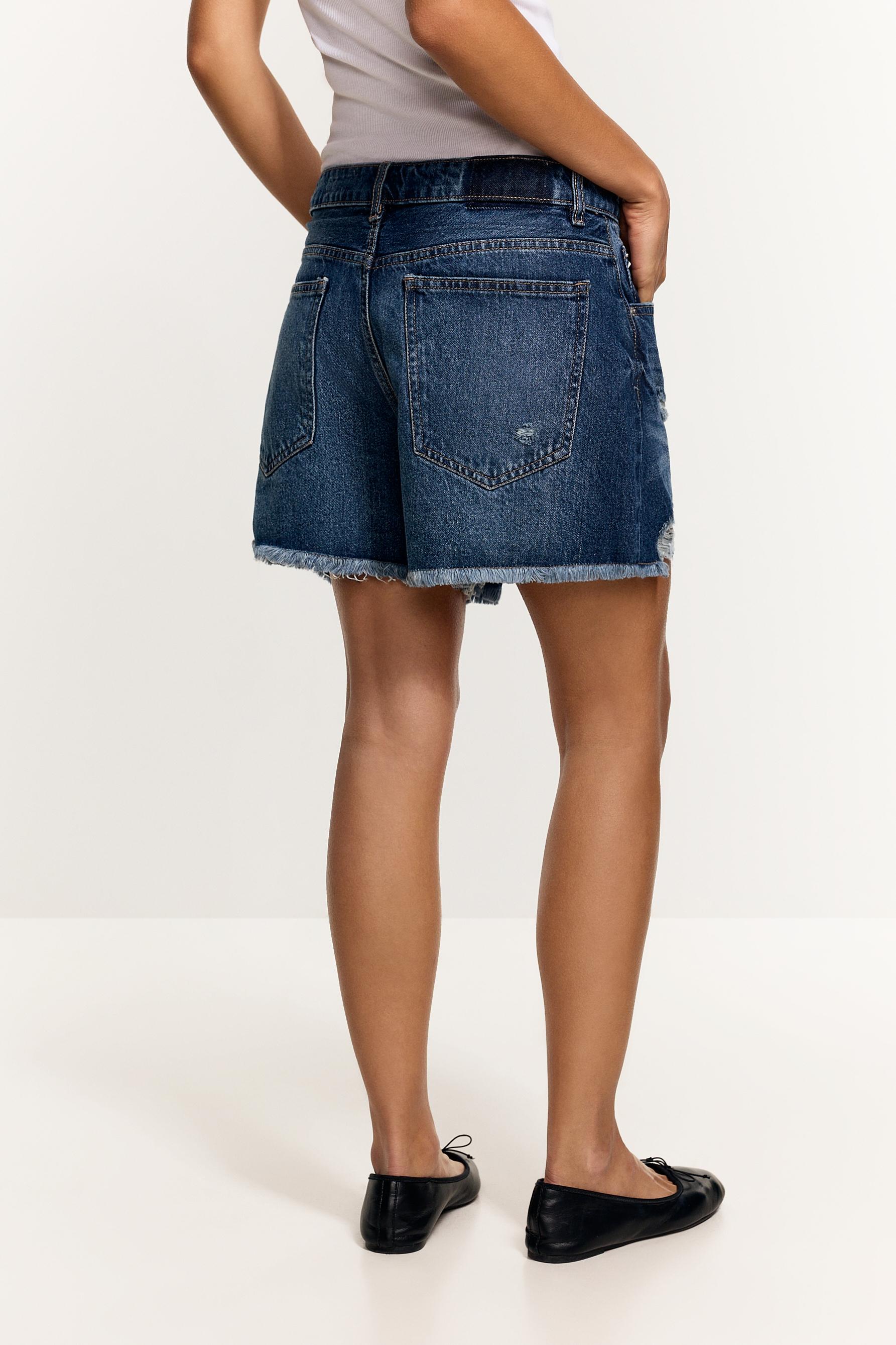 Distressed denim shorts — INK BLUE