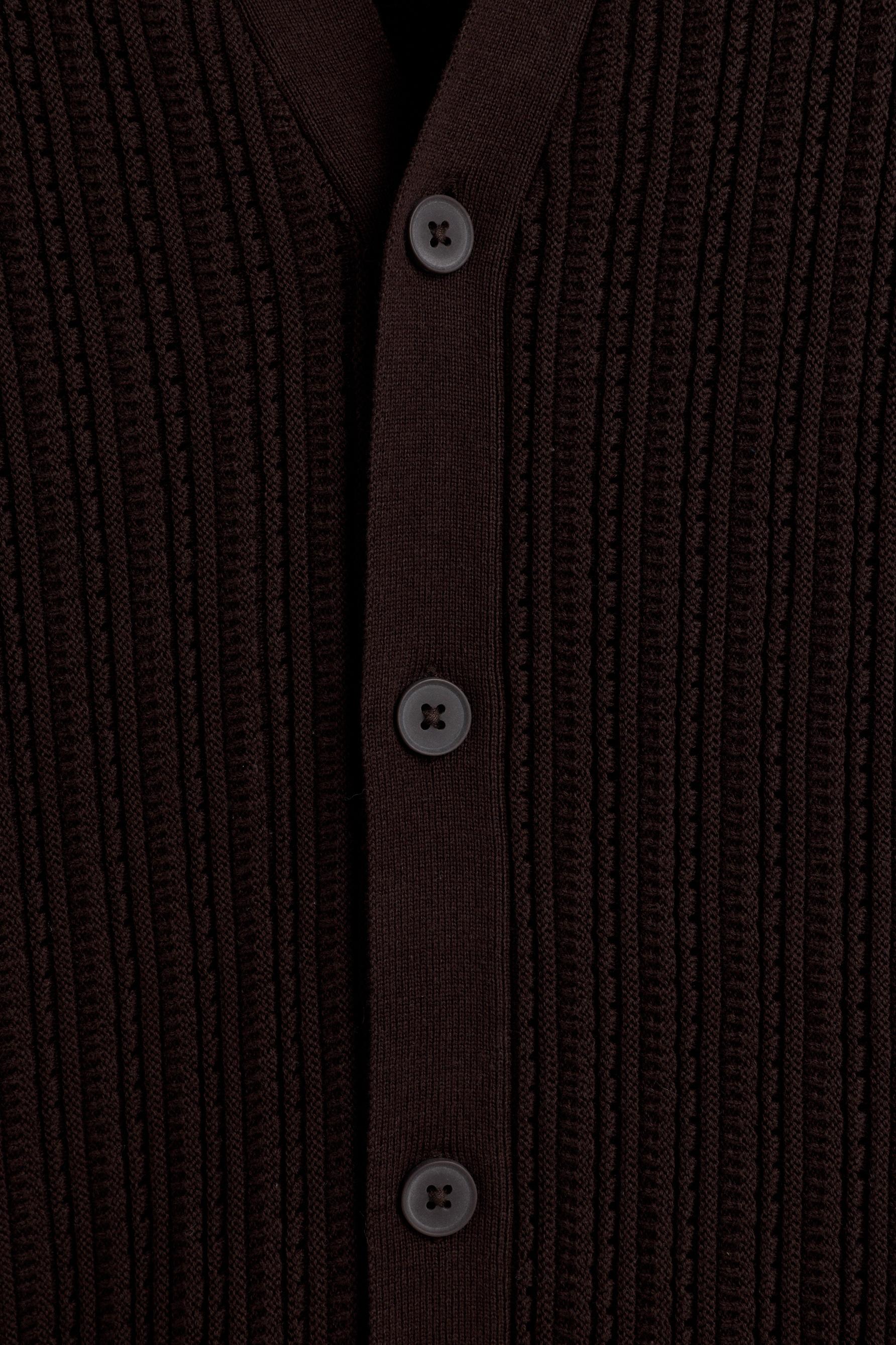 Ribbed Knit Shirt — CHOCOLATE
